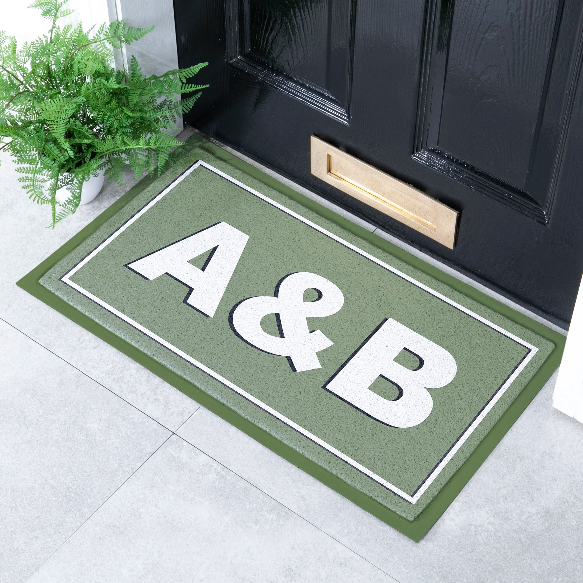 Green Monogram Personalisable Doormat