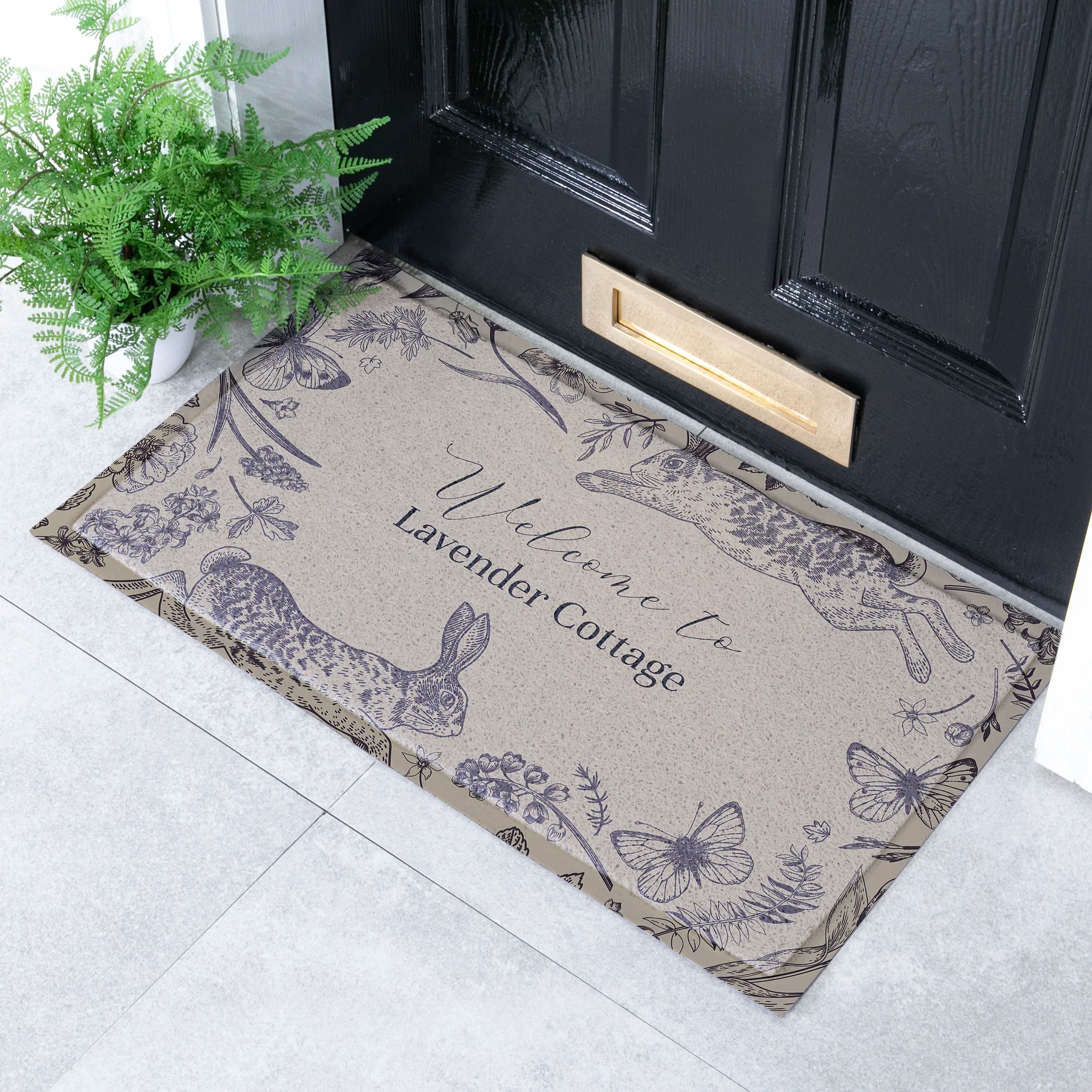 Hare Pattern Personalised Outdoor Doormat