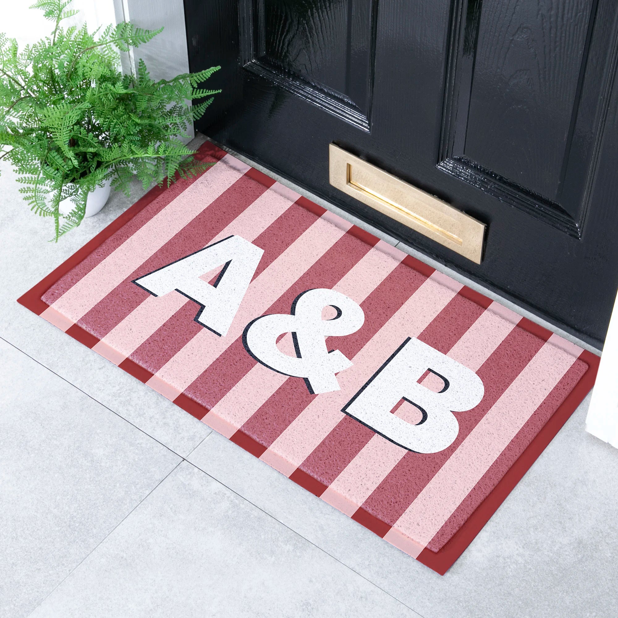 Stripe Custom Monogram Doormat