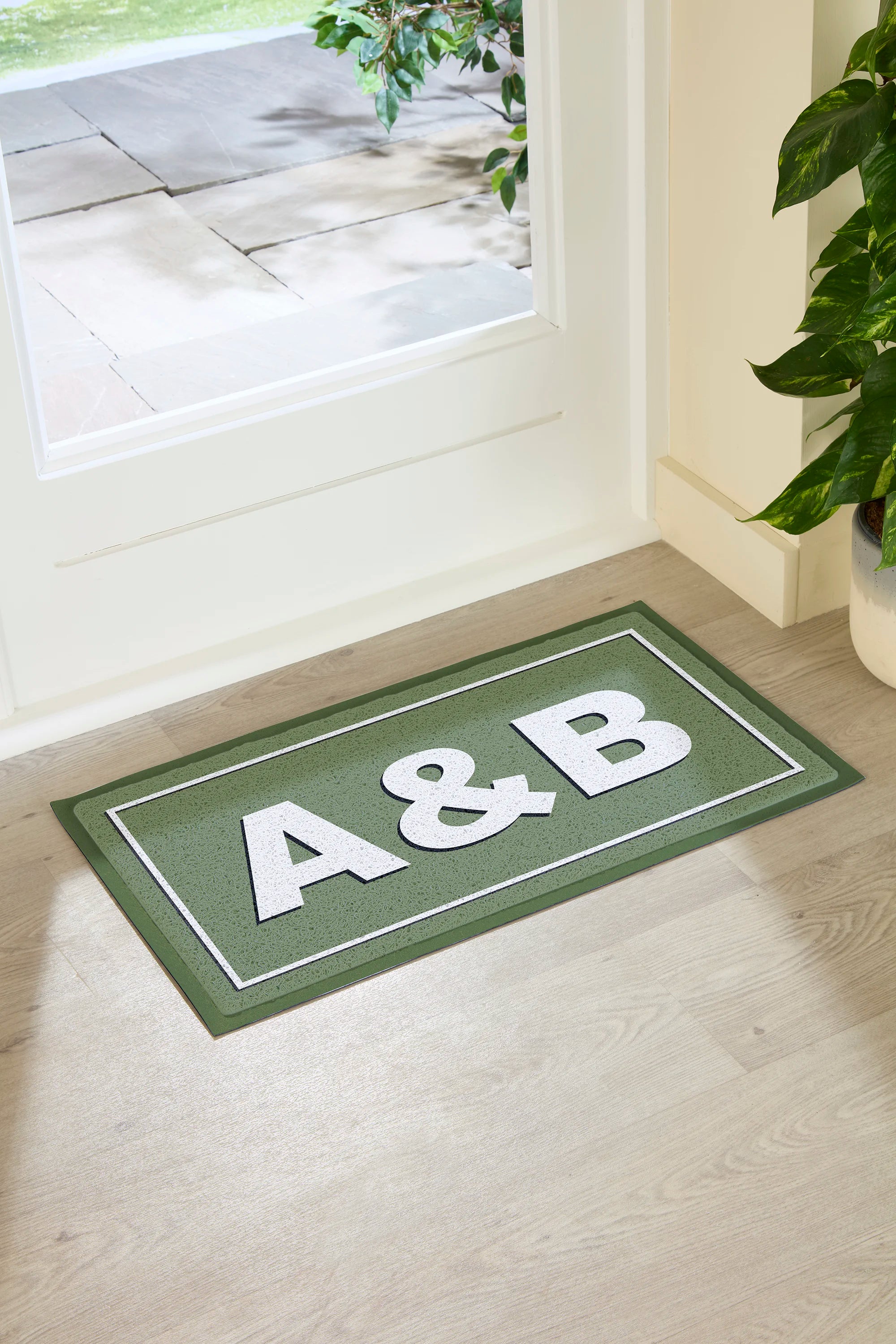 Green Monogram Personalisable Doormat