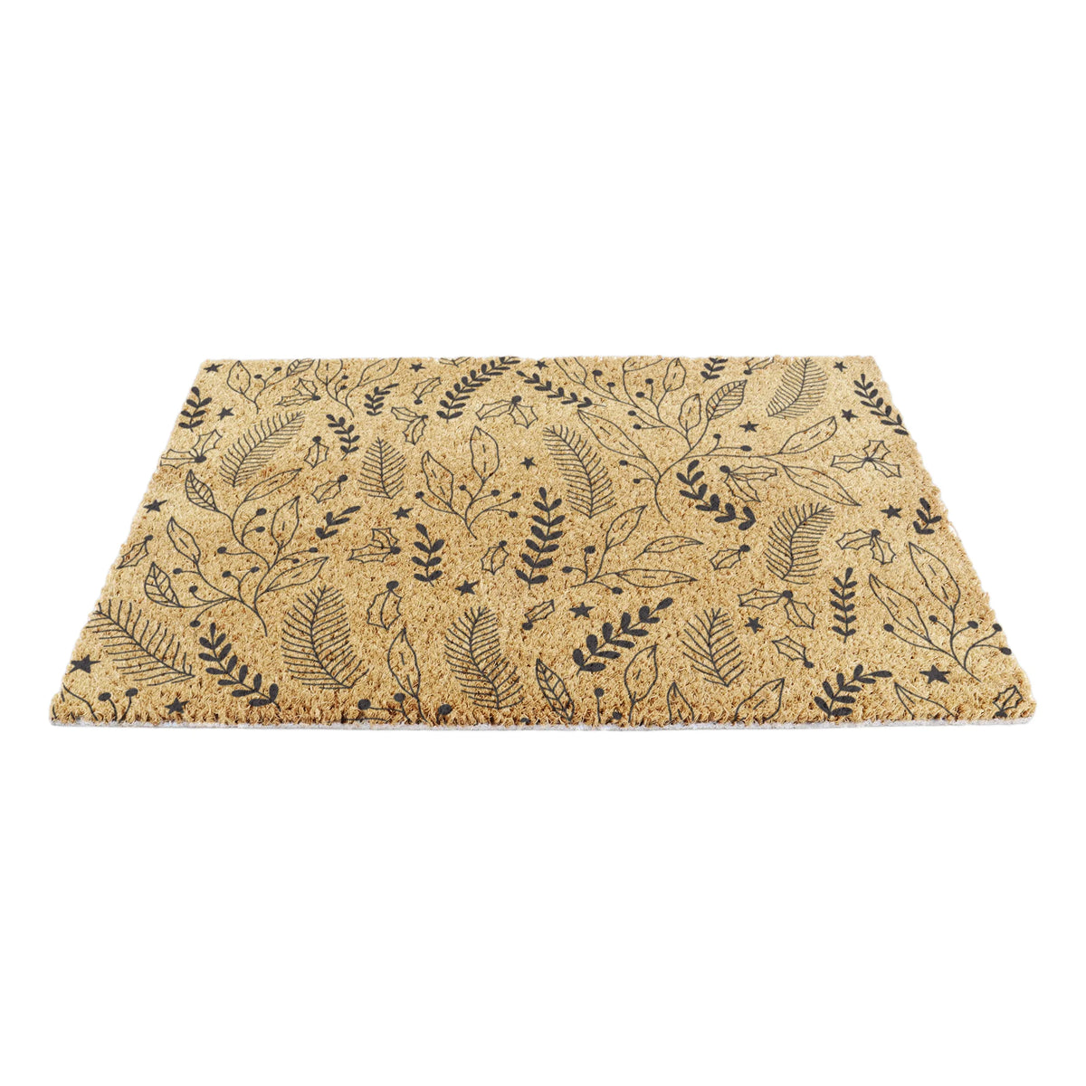 Black Winter Foliage Coir Doormat