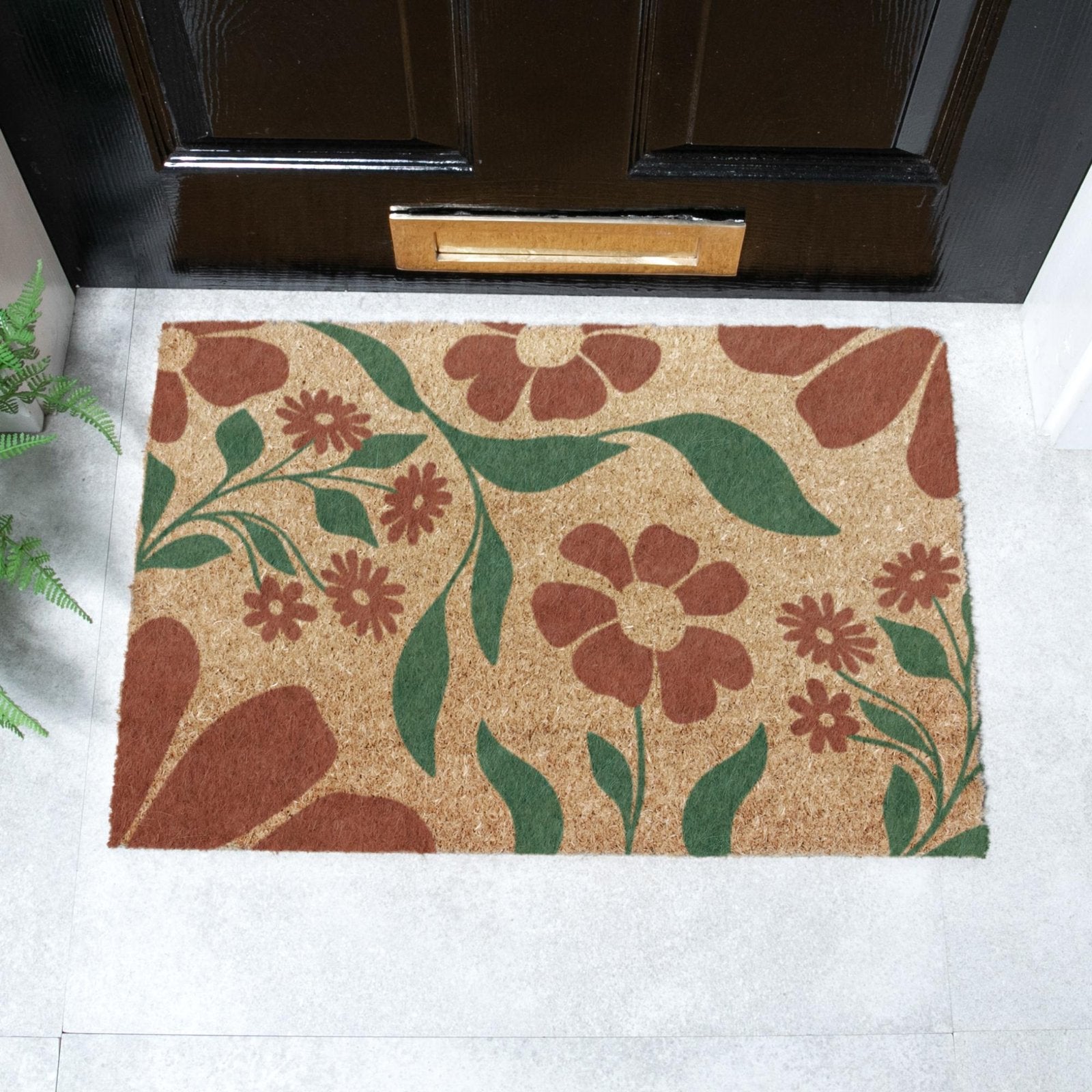 Red & Green Floral Pattern Doormat