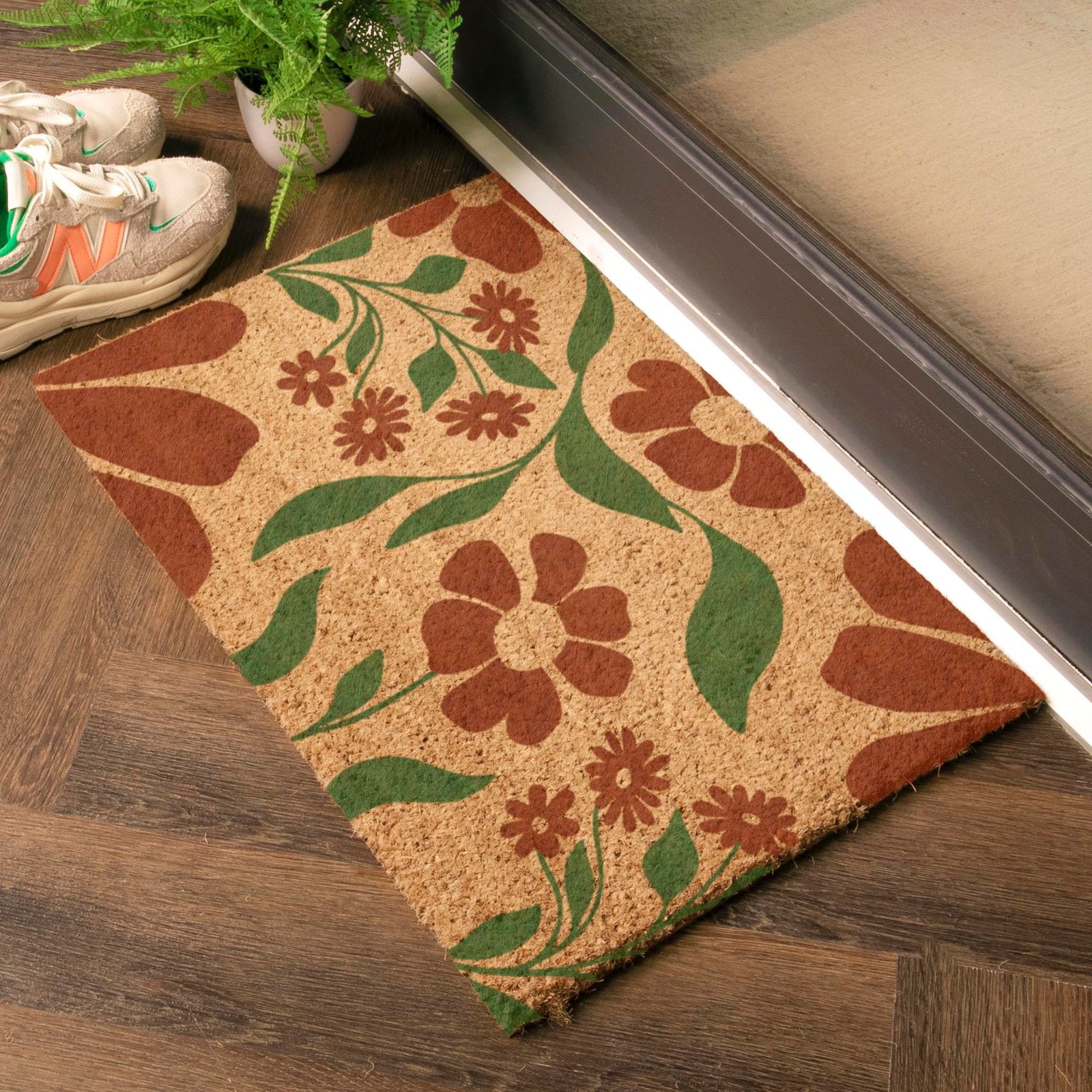 Red & Green Floral Pattern Doormat
