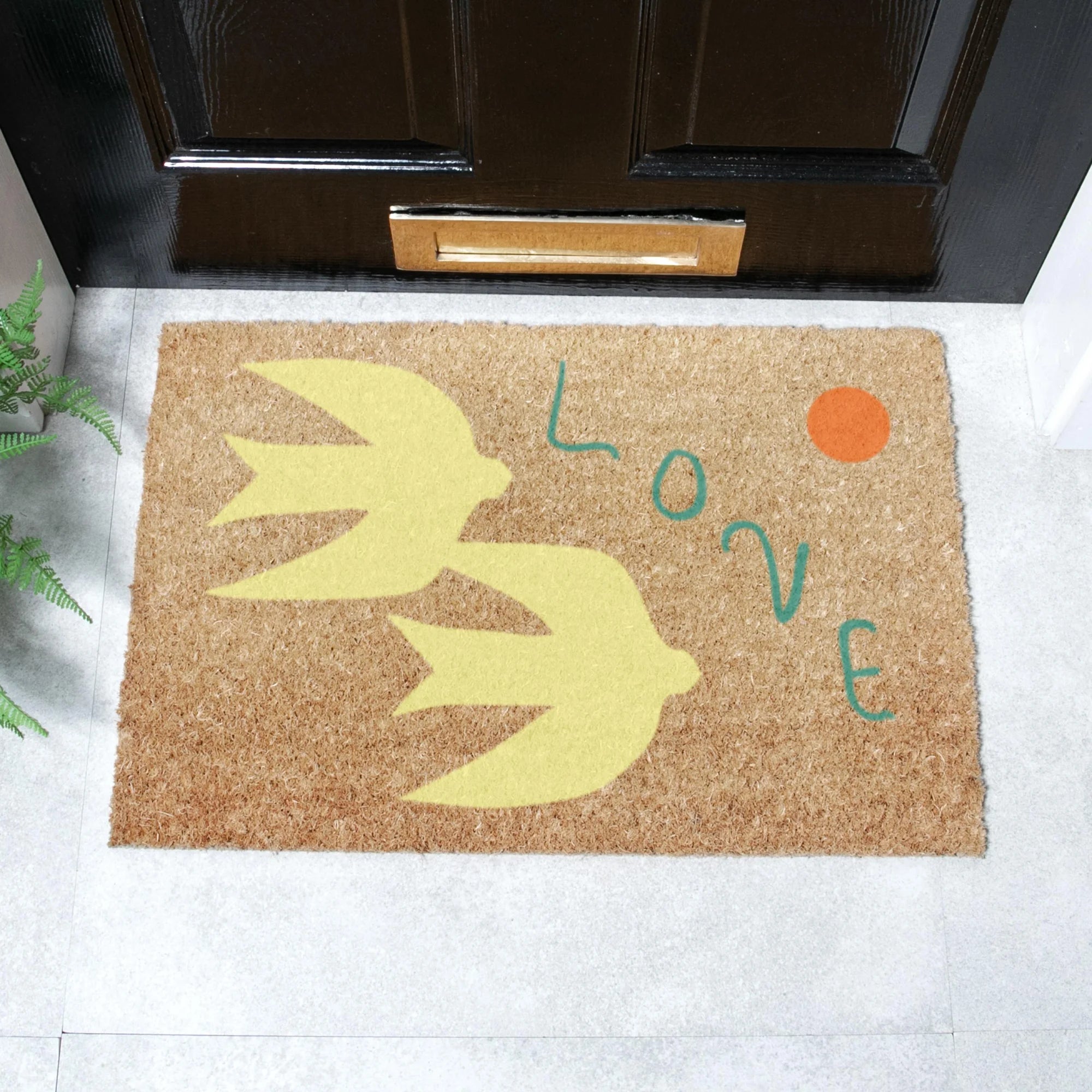 Elizabeth Olwen Swan Love Coir Doormat