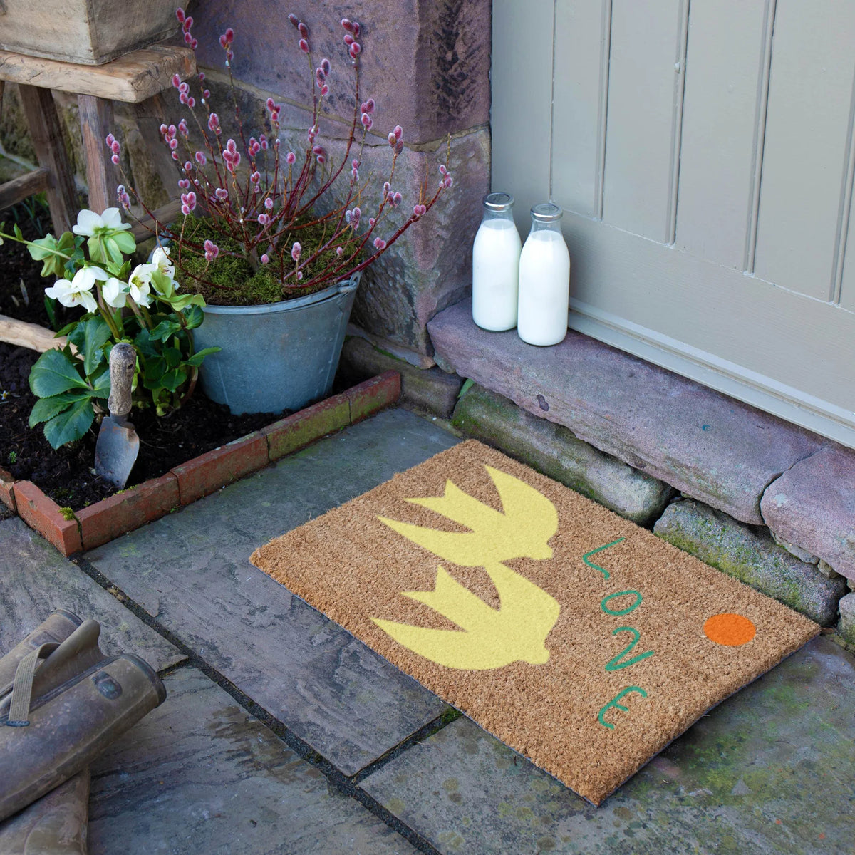 Elizabeth Olwen Swan Love Coir Doormat