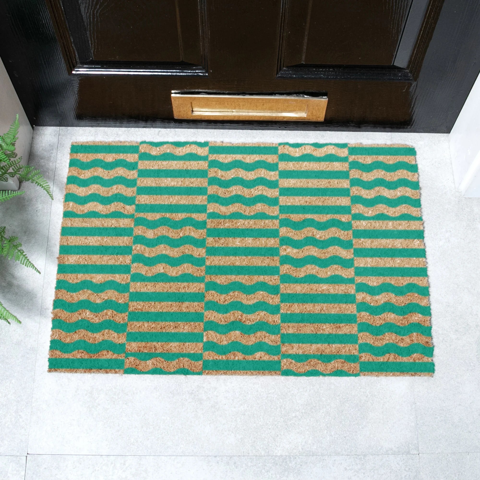 Elizabeth Olwen Green Wave Coir Doormat