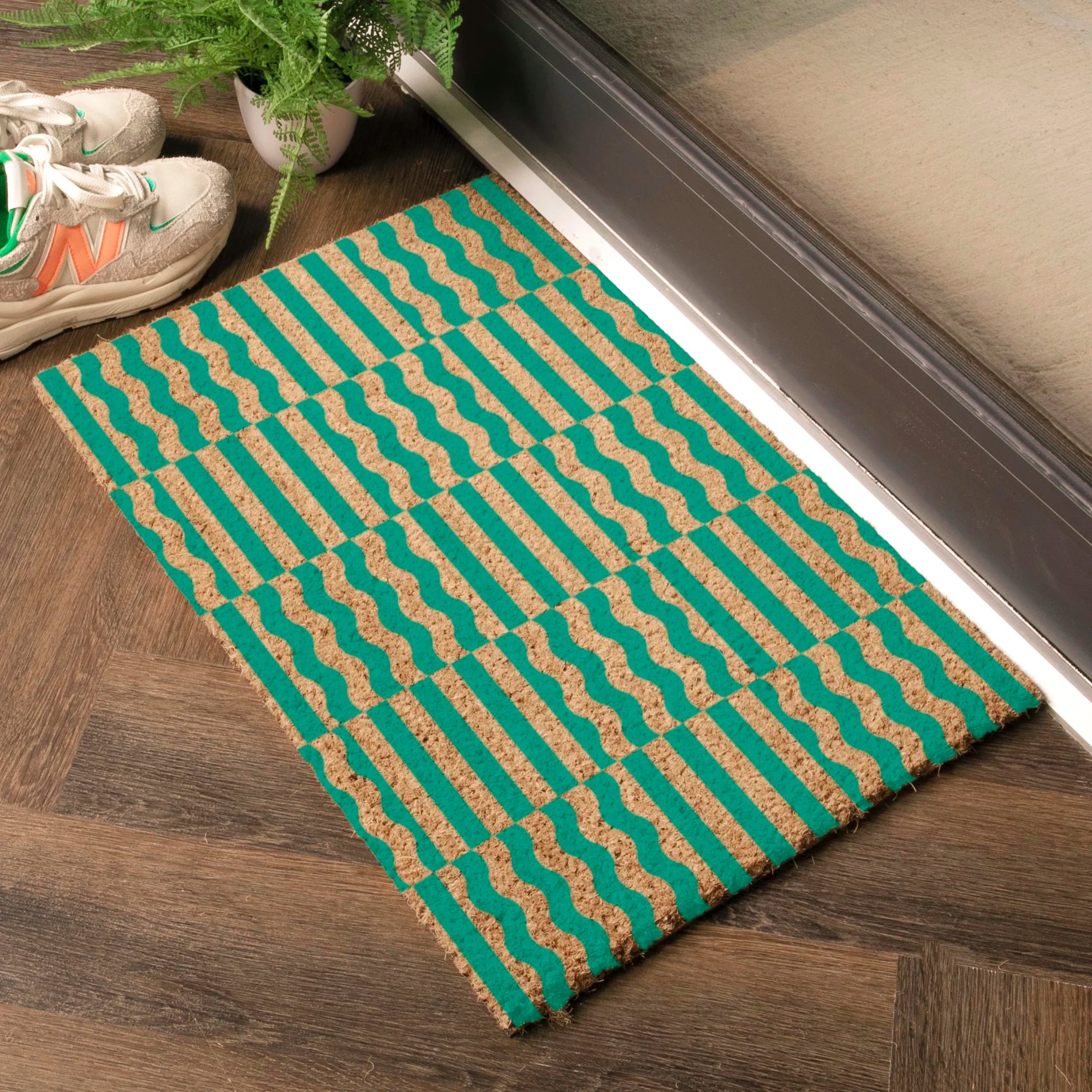Elizabeth Olwen Green Wave Coir Doormat