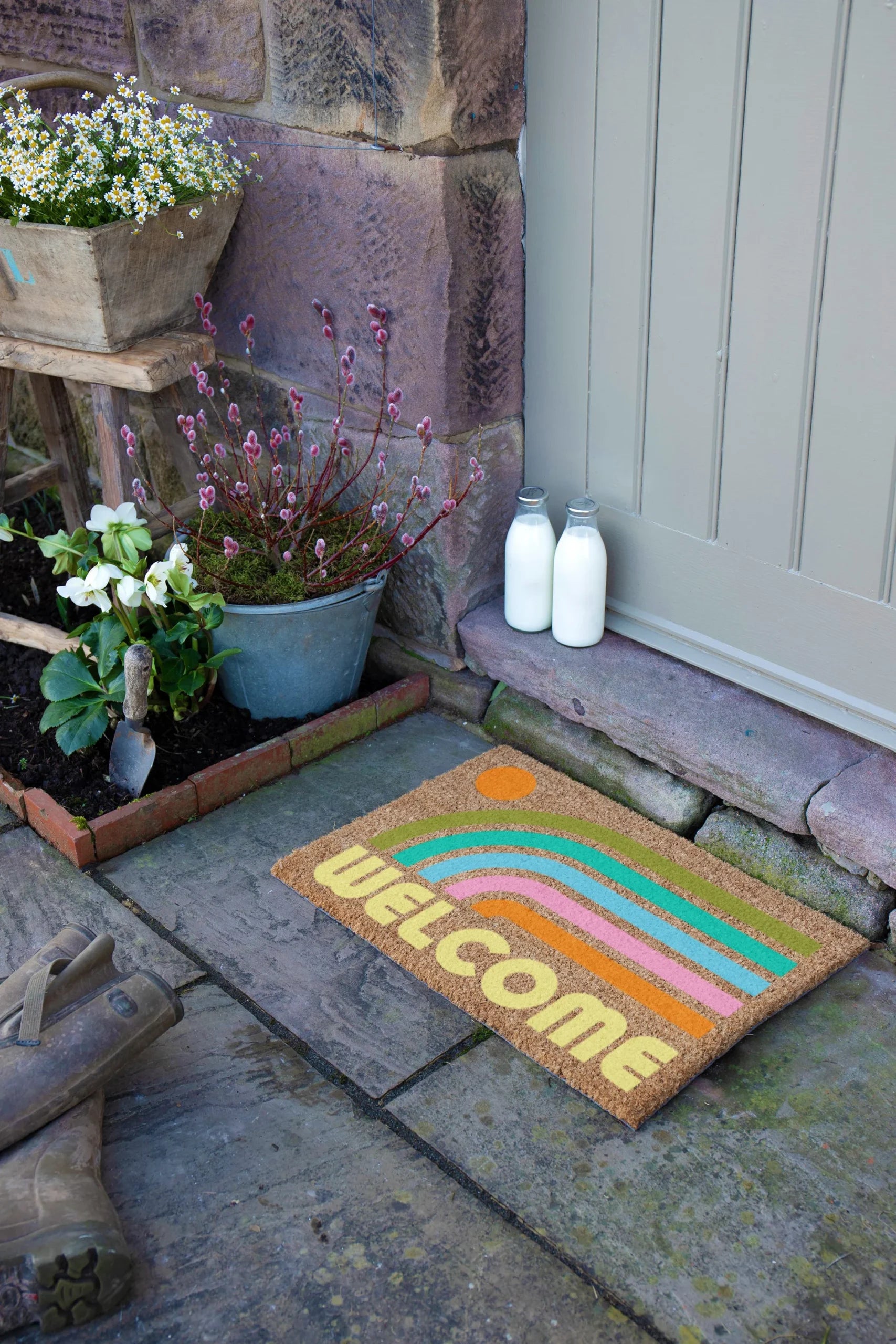 Elizabeth Olwen Welcome Rainbow Coir Doormat