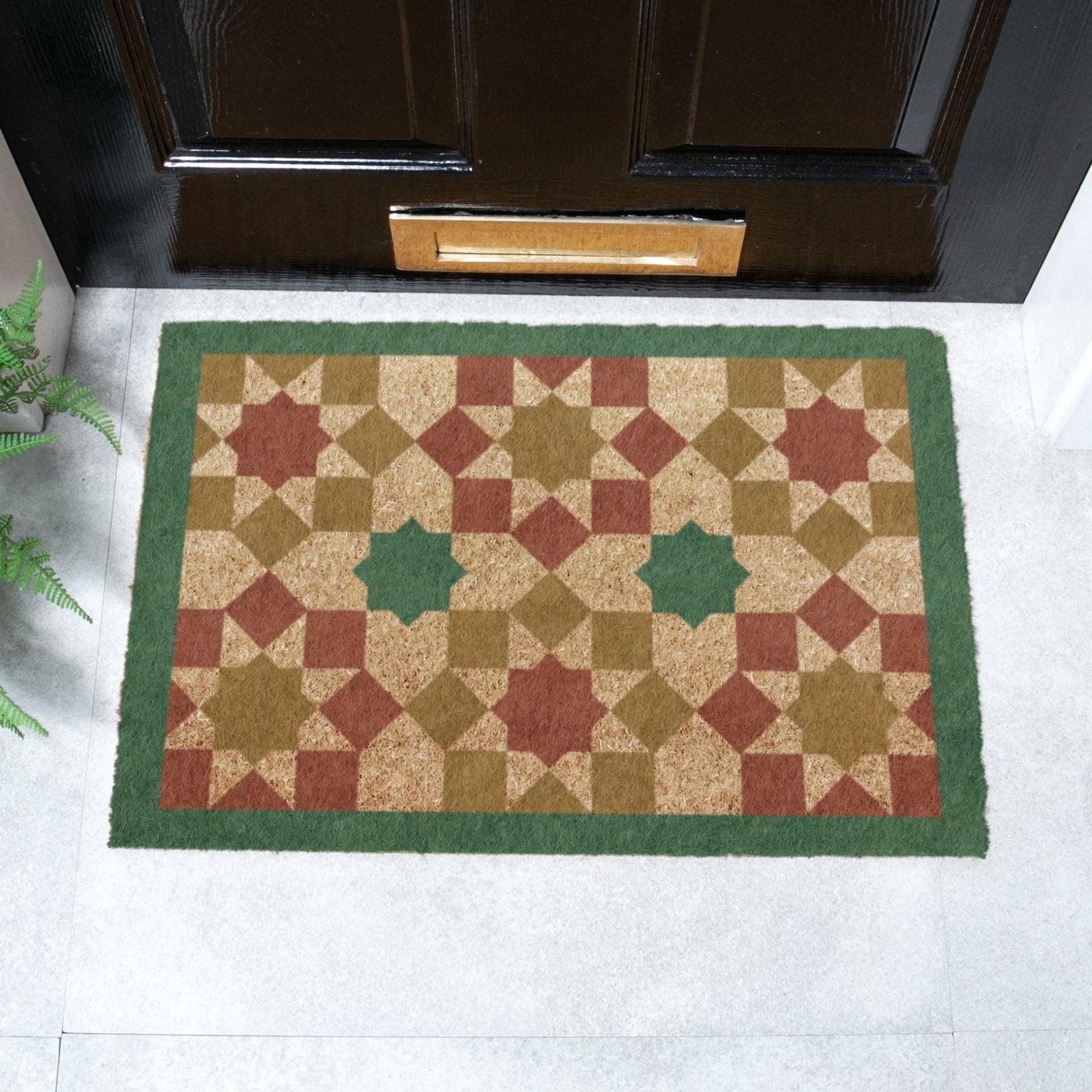 Green Moroccan Tile Pattern Doormat