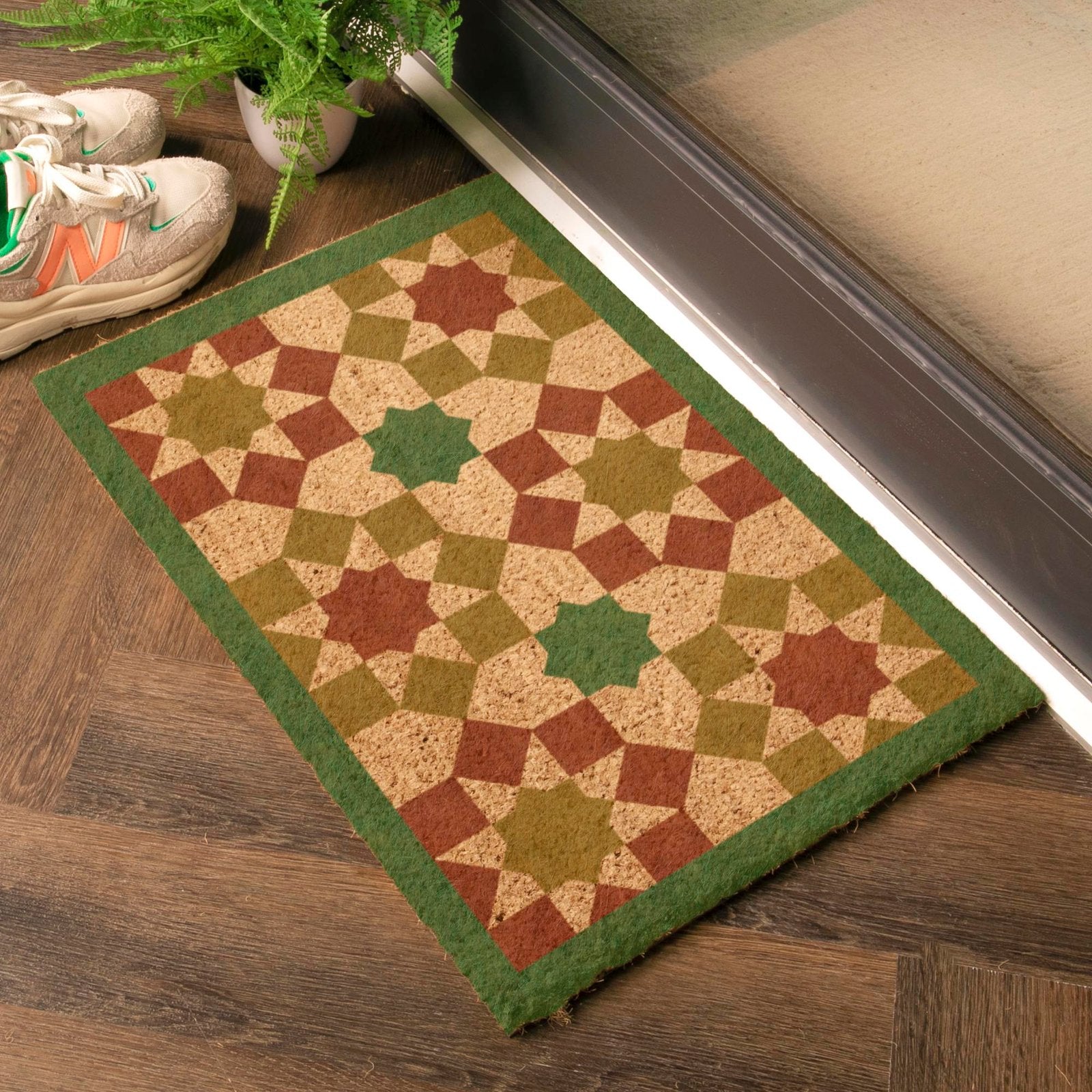 Green Moroccan Tile Pattern Doormat