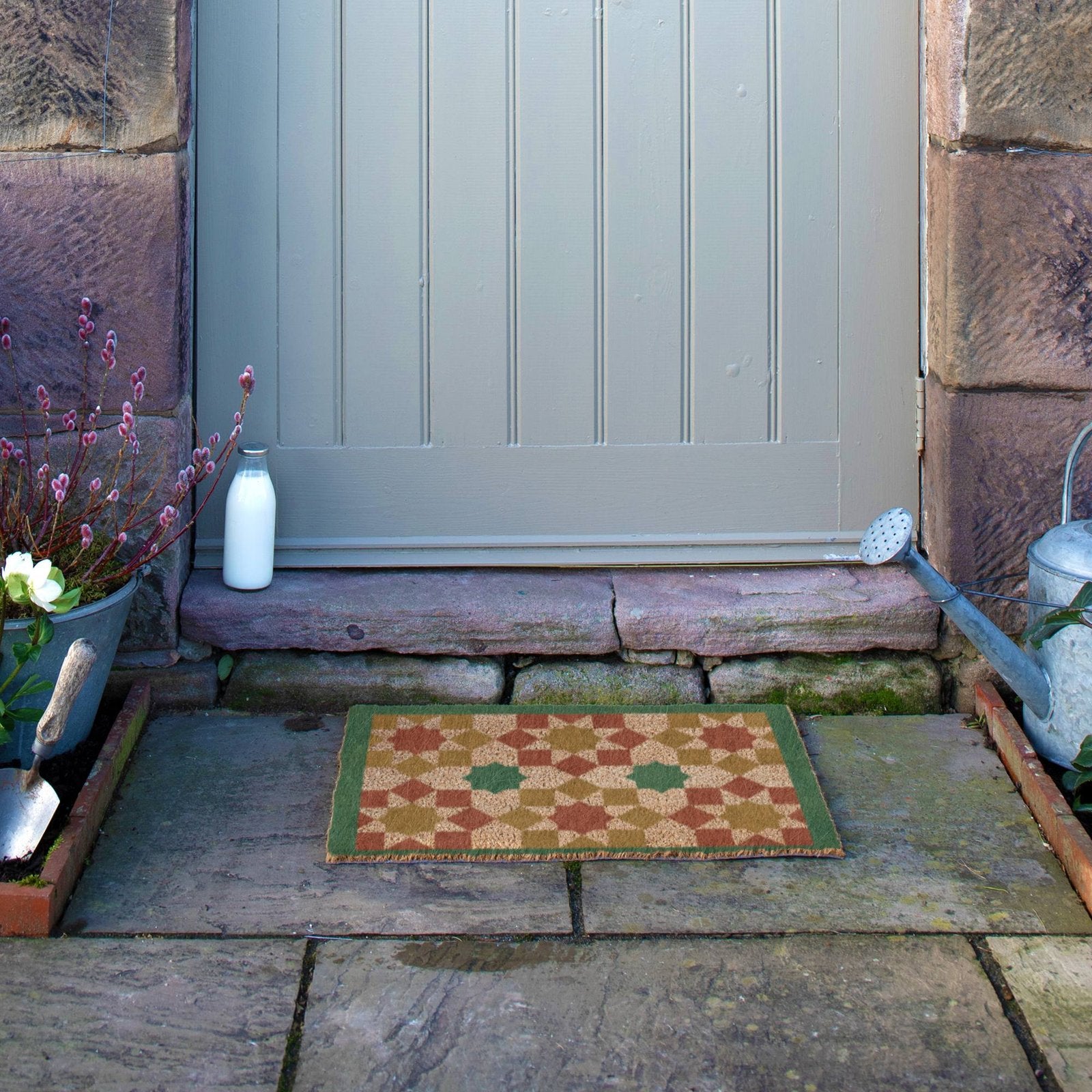 Green Moroccan Tile Pattern Doormat