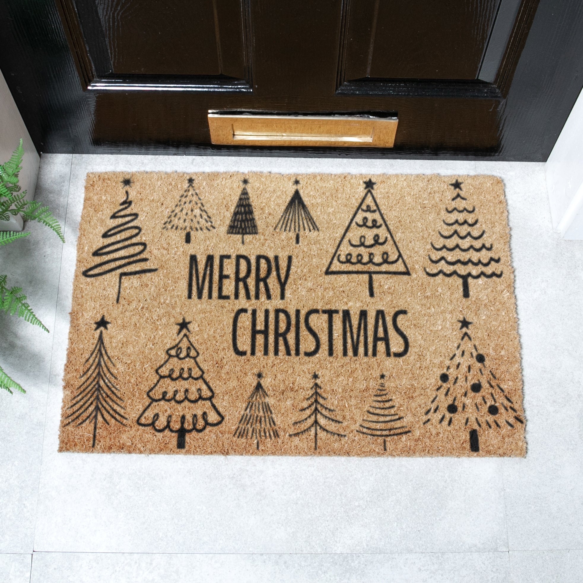 Merry Christmas Tree Pattern Doormat
