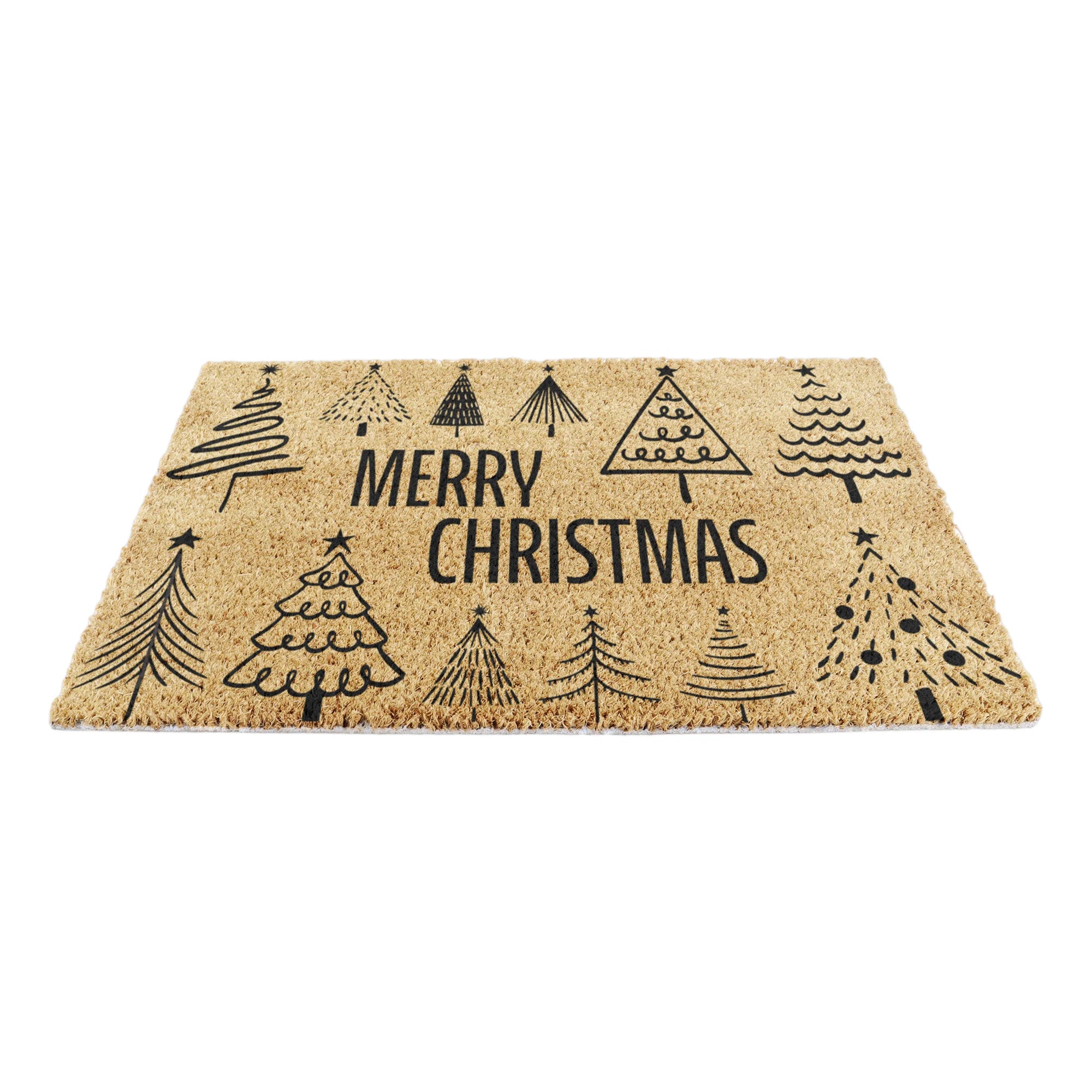 Merry Christmas Tree Pattern Coir Doormat