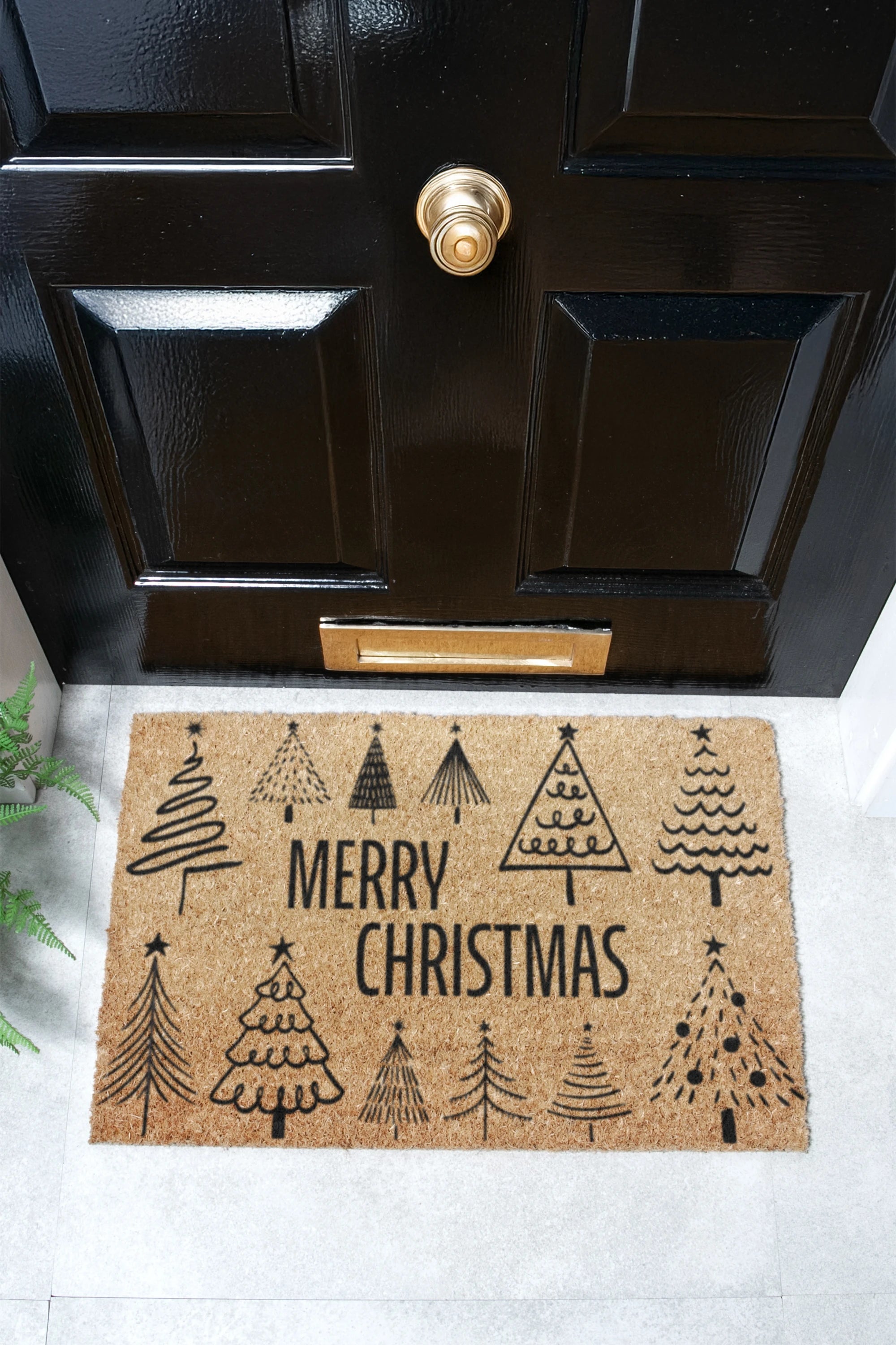 Merry Christmas Tree Pattern Doormat