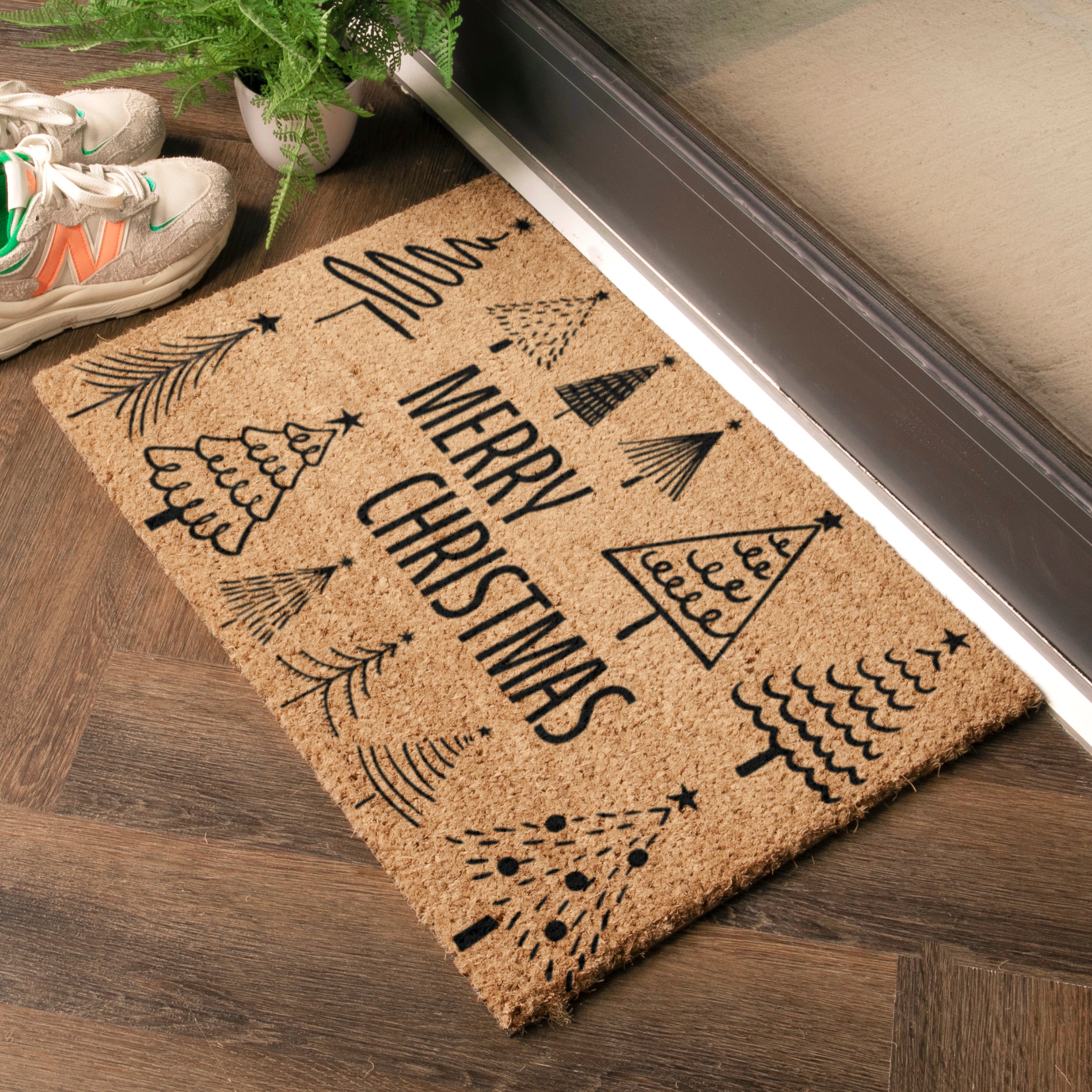 Merry Christmas Tree Pattern Doormat