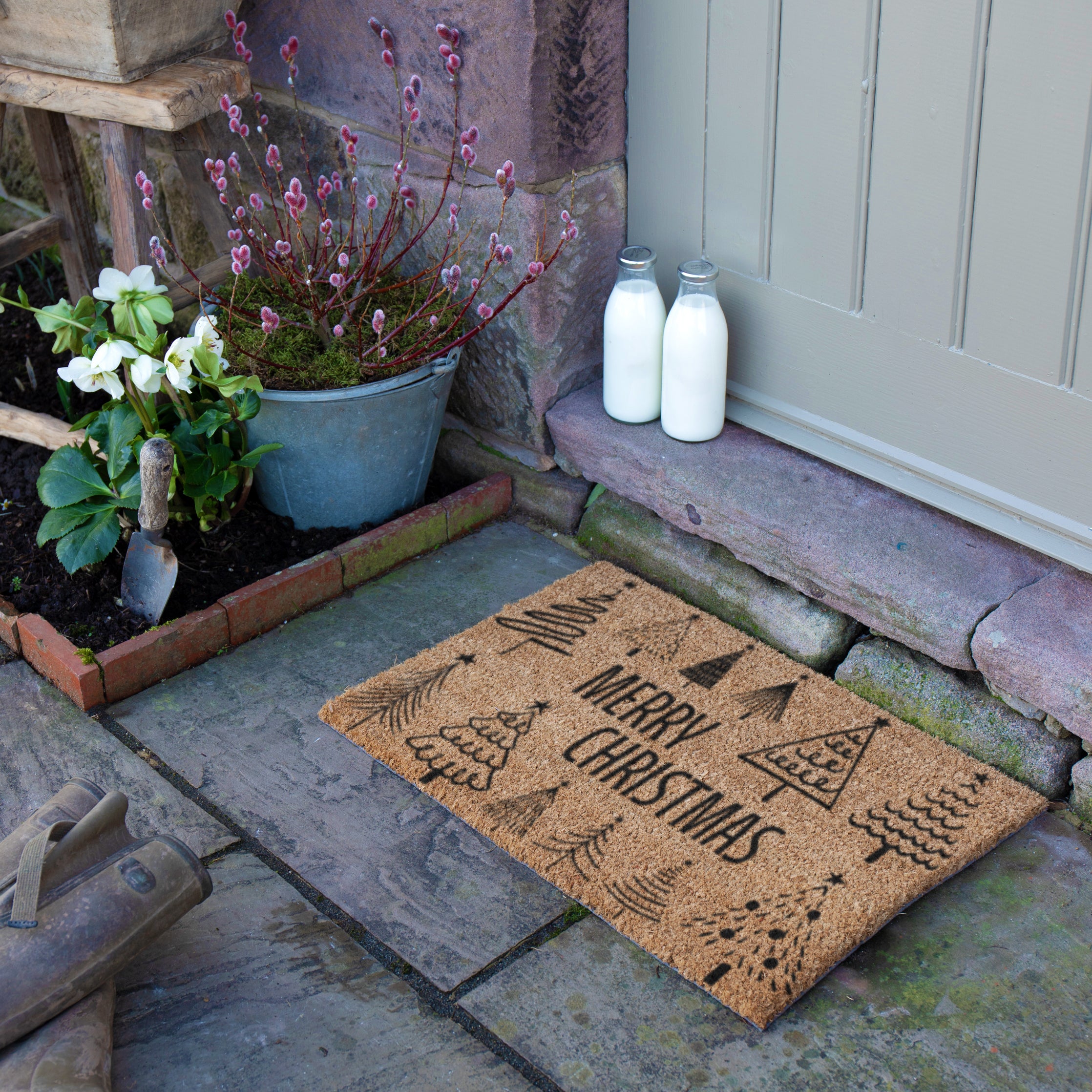 Merry Christmas Tree Pattern Doormat