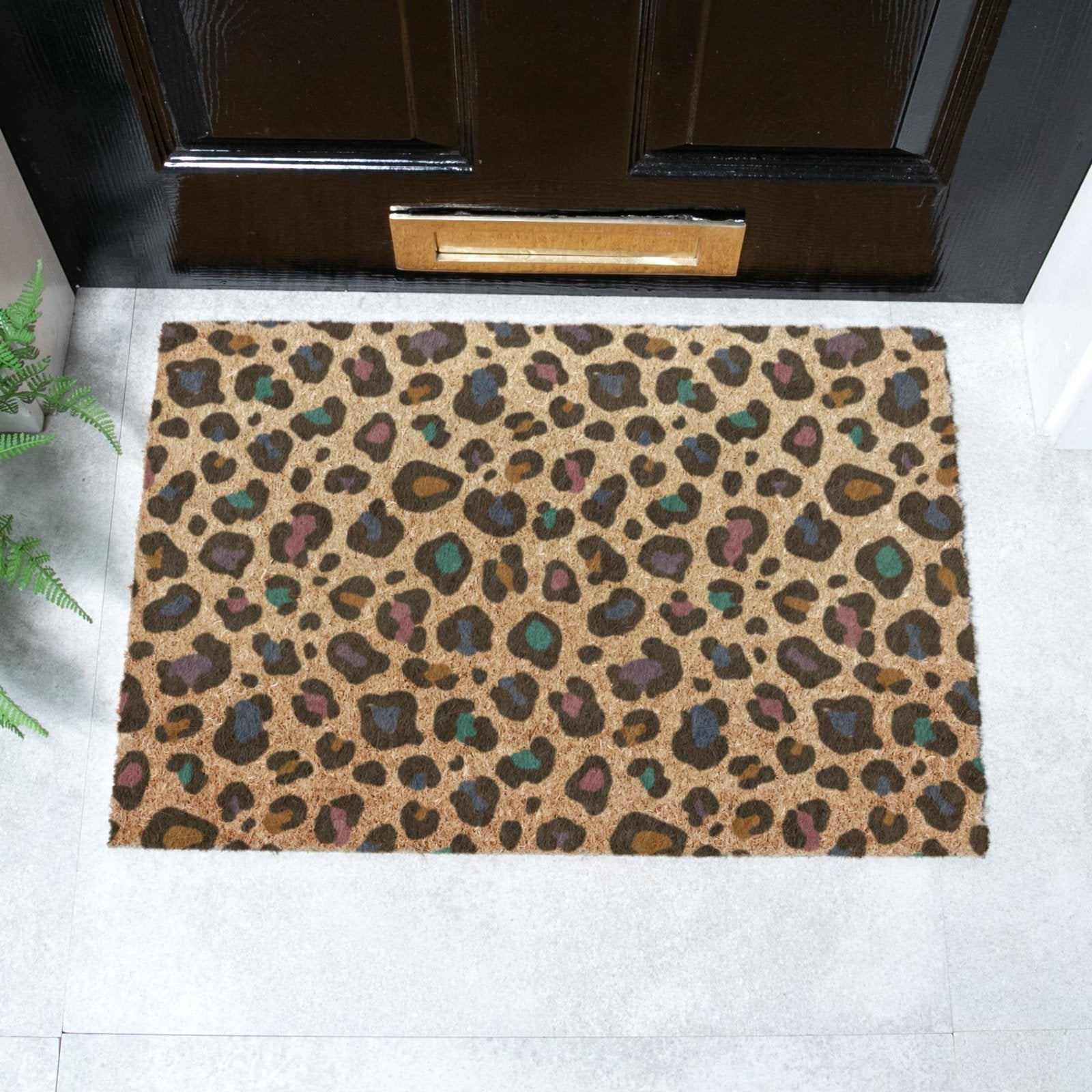 Multi Color Leopard Print Doormat