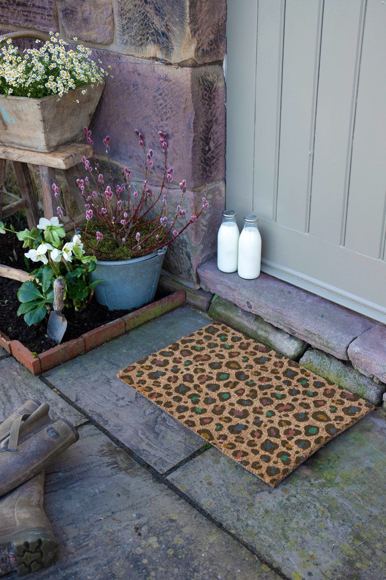 Multi Color Leopard Print Doormat