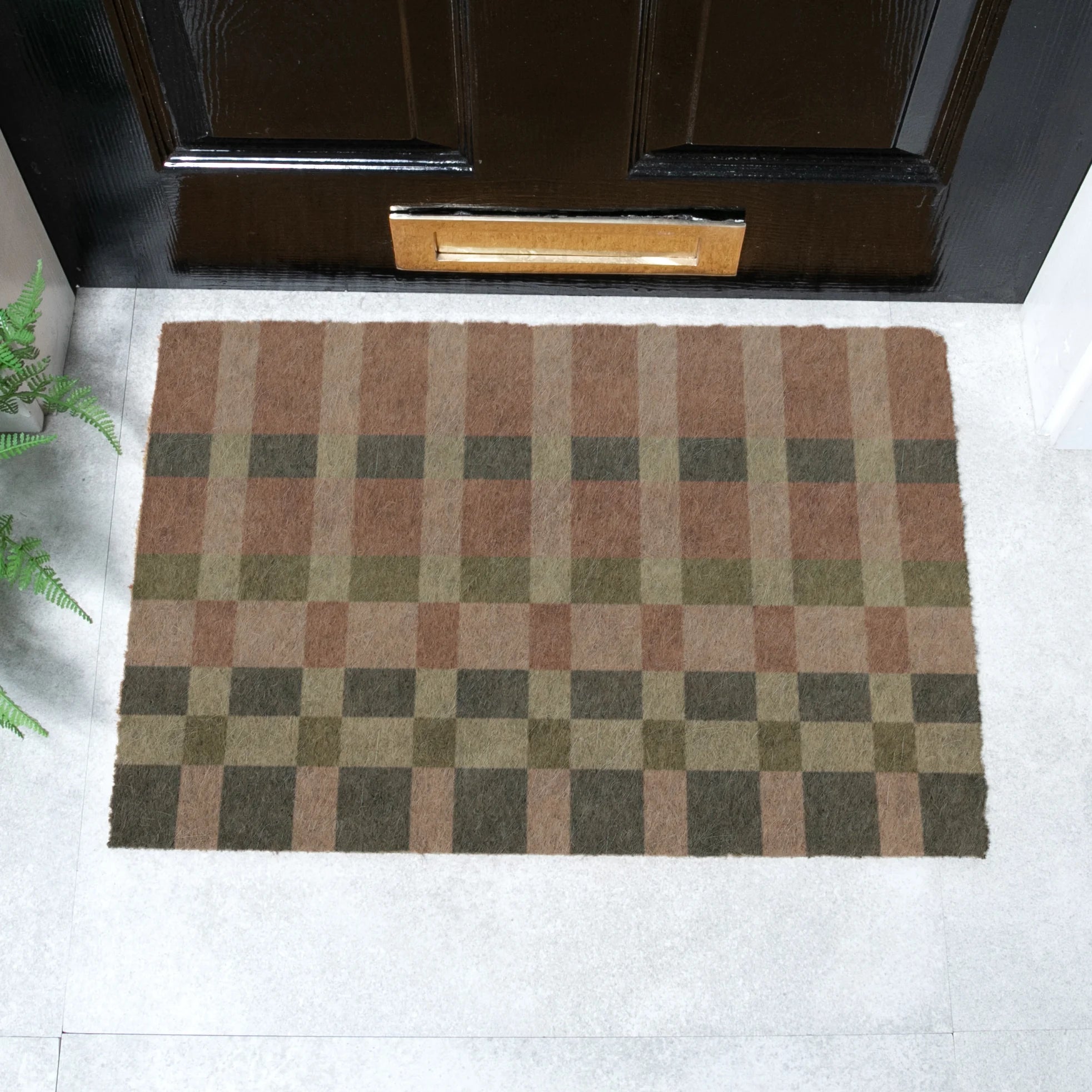Pink and Blue Check Doormat