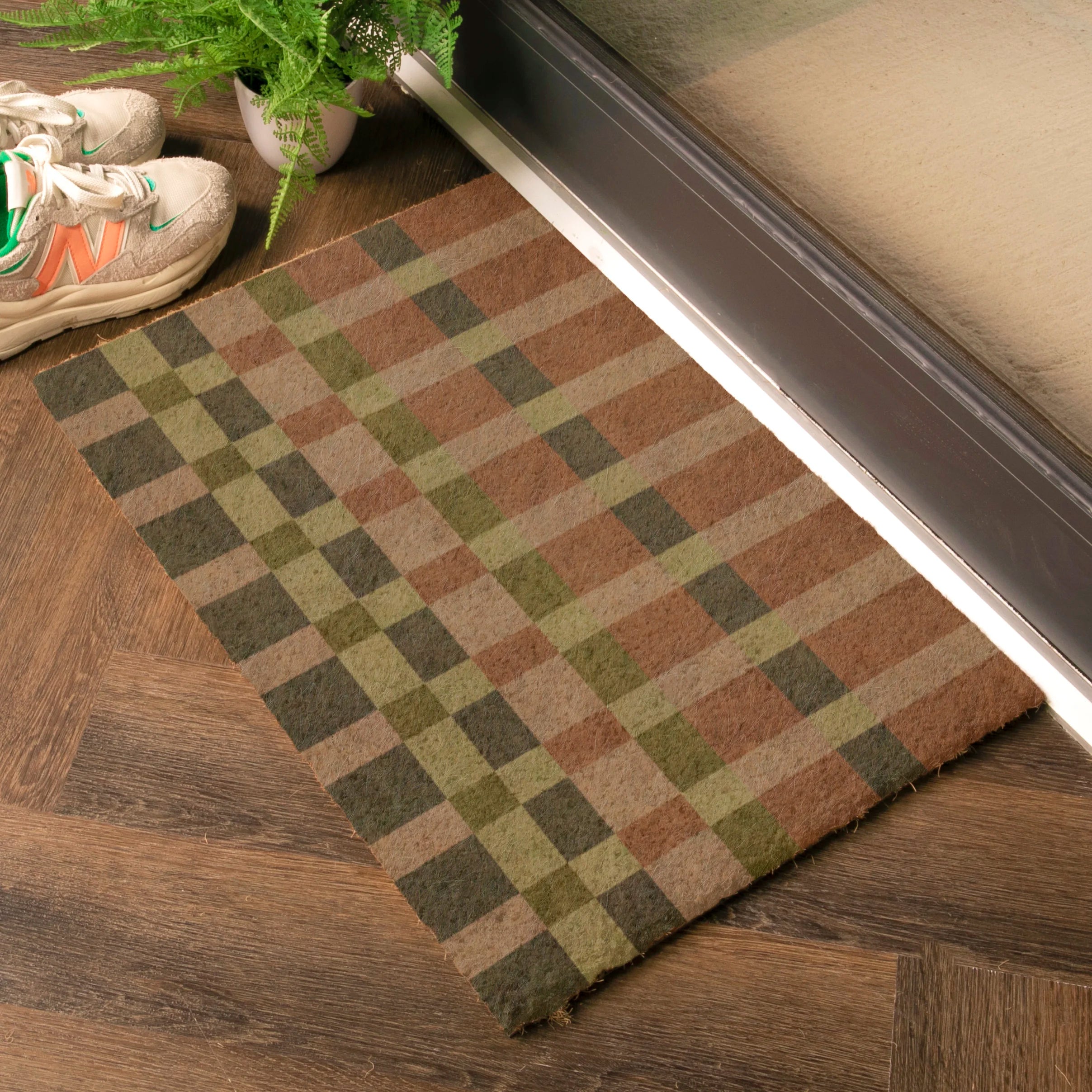 Pink and Blue Check Doormat