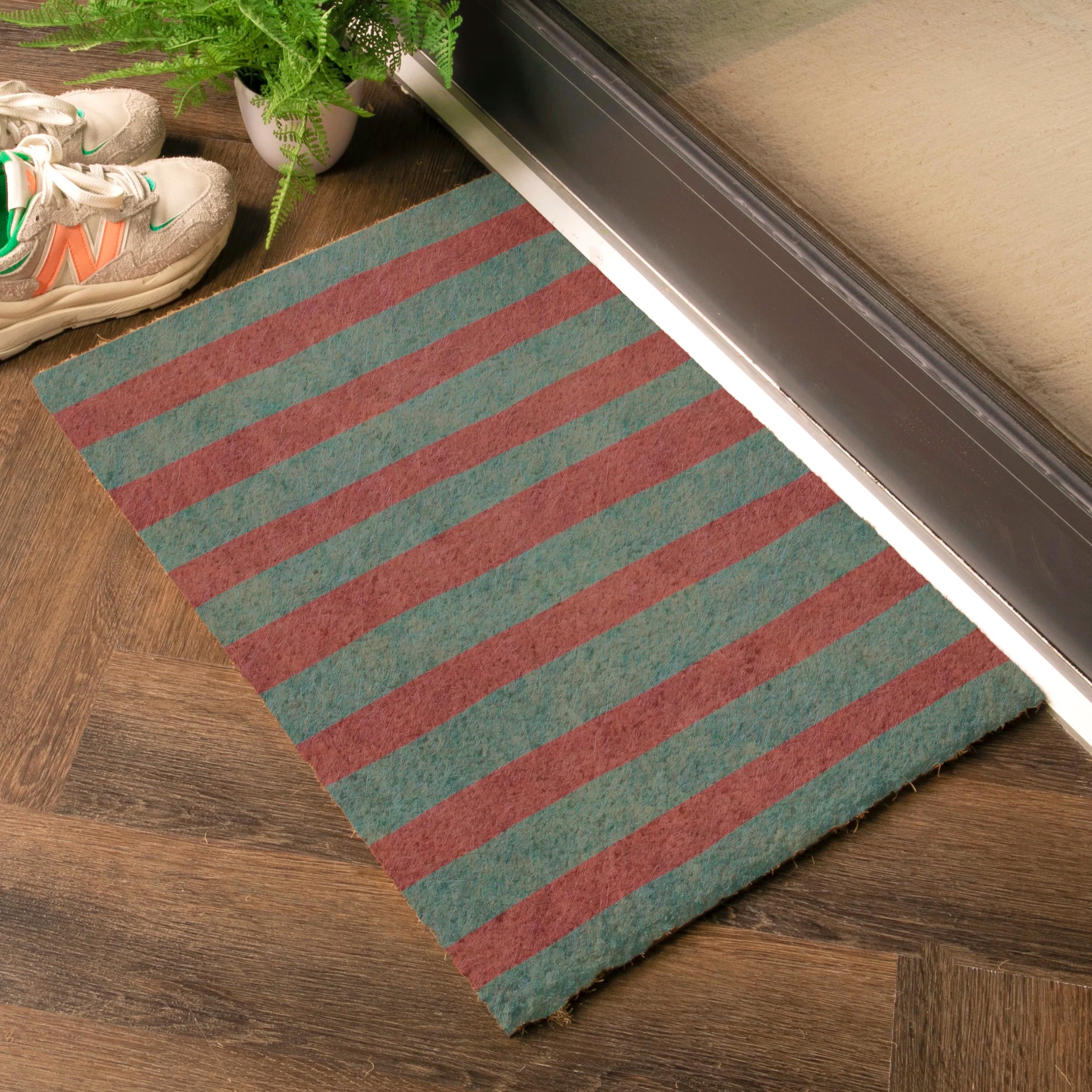 Pink and Blue Wiggly Stripes Doormat