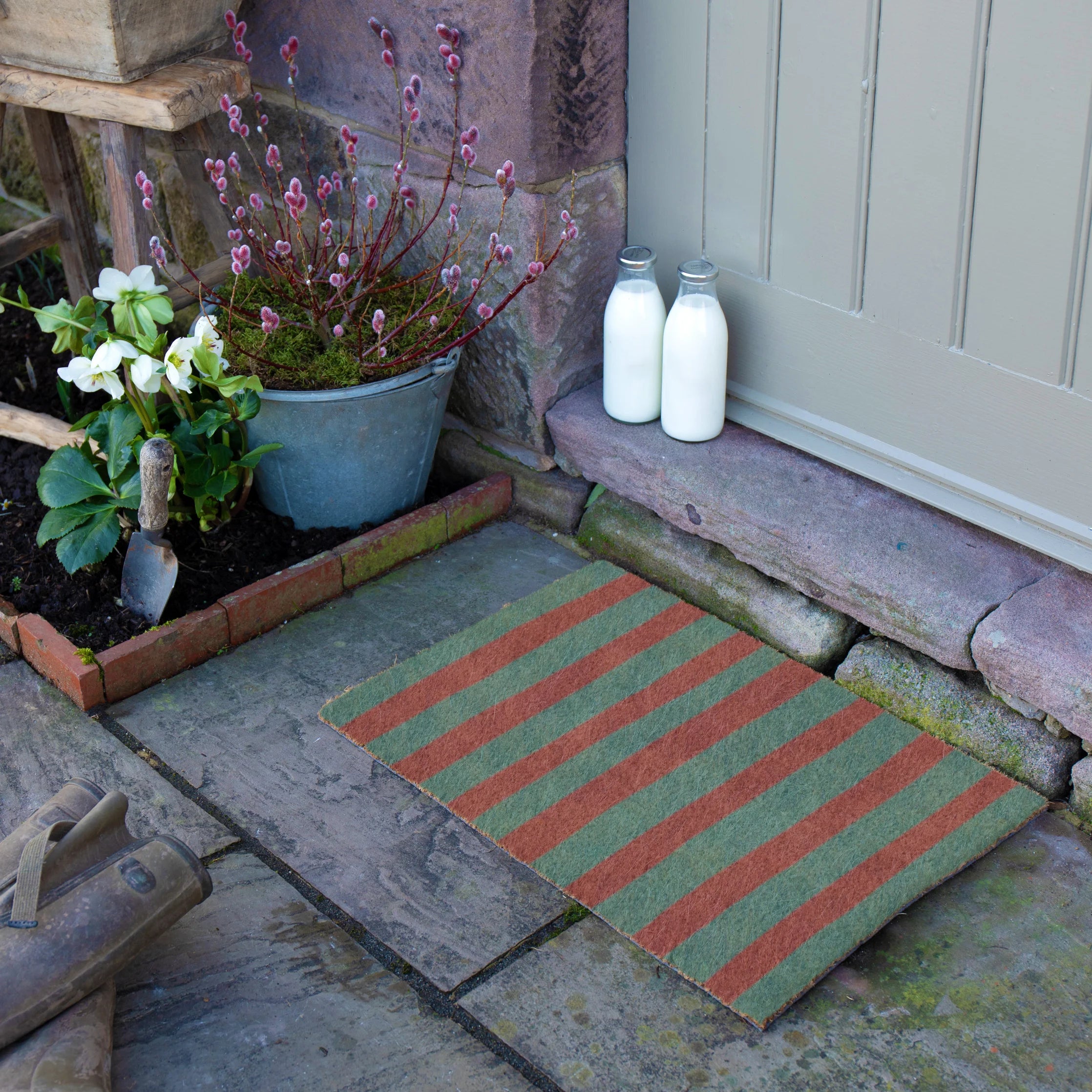 Pink and Blue Wiggly Stripes Doormat