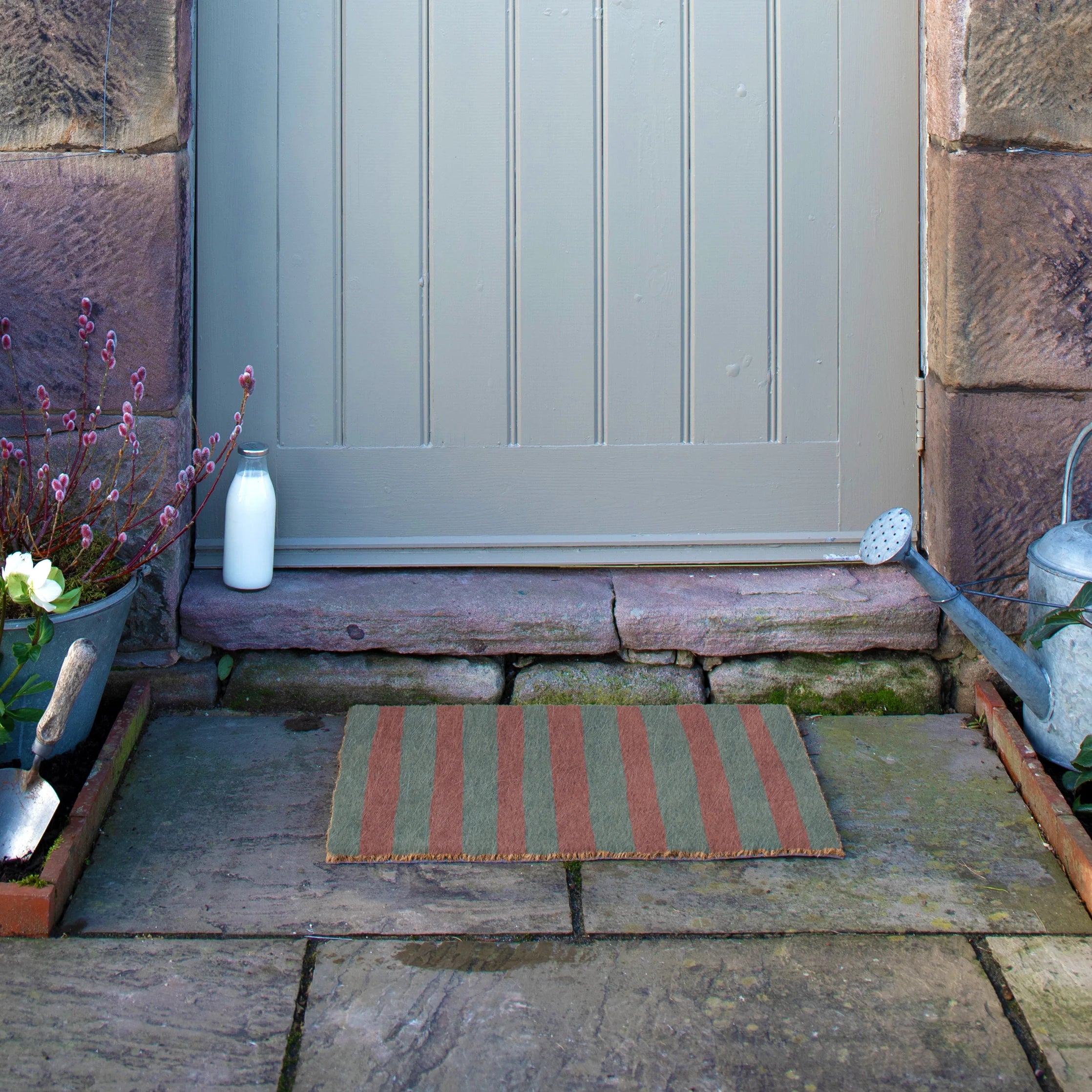Pink and Blue Wiggly Stripes Doormat