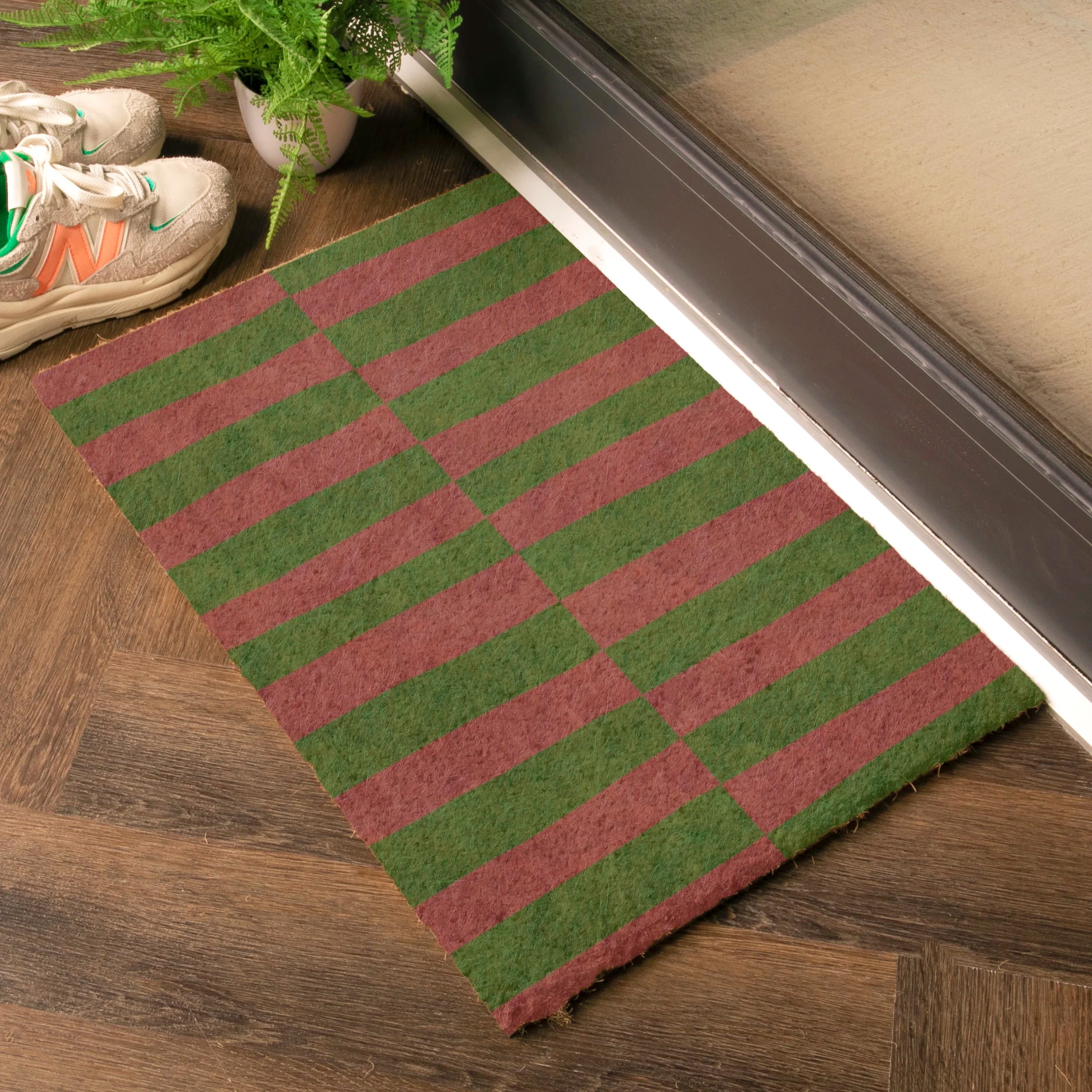 Pink & Green Half Stripes Doormat