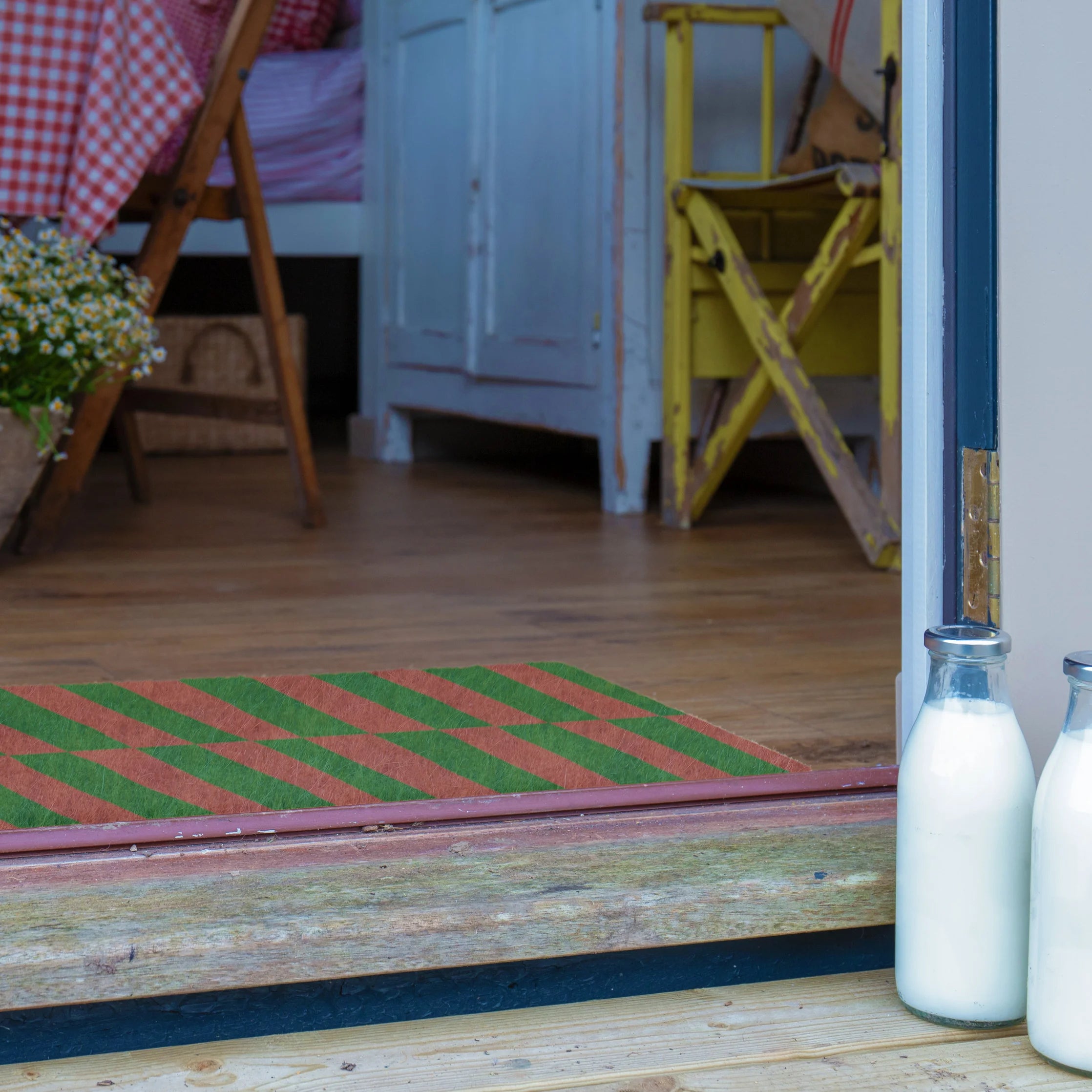 Pink & Green Half Stripes Doormat