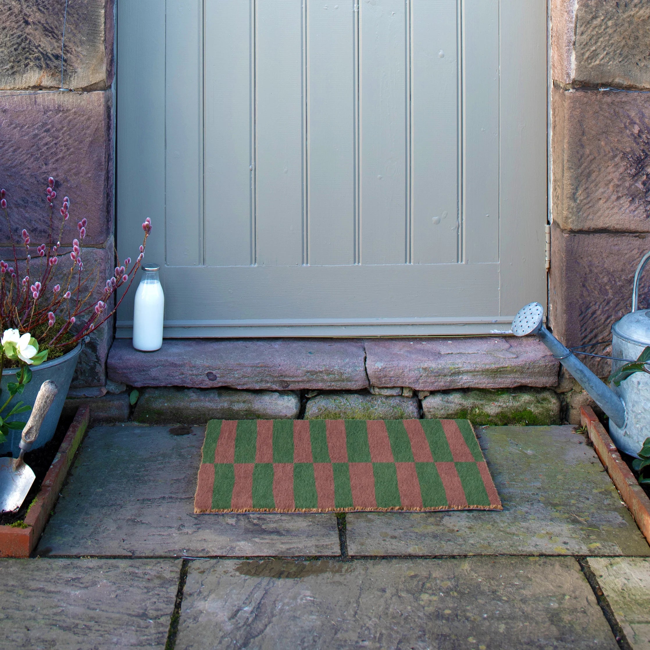 Pink & Green Half Stripes Doormat