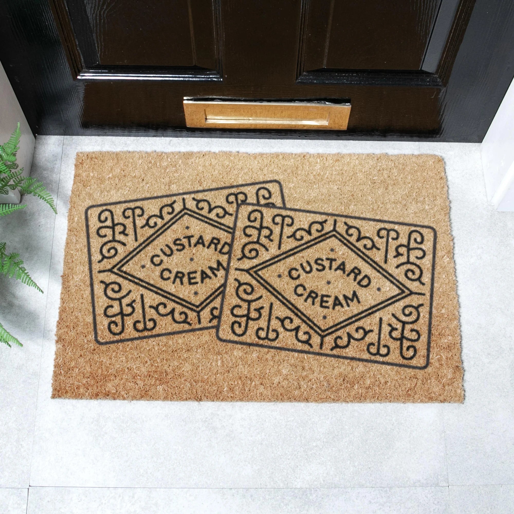 Two Custard Creams Coir Doormat