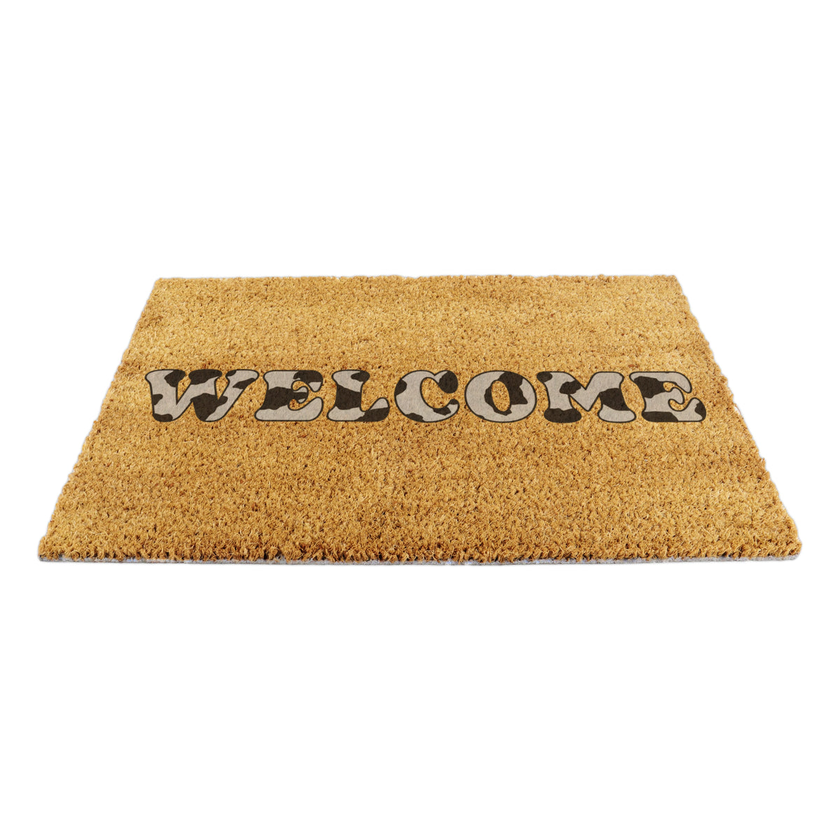 Welcome Cow Print Coir Doormat