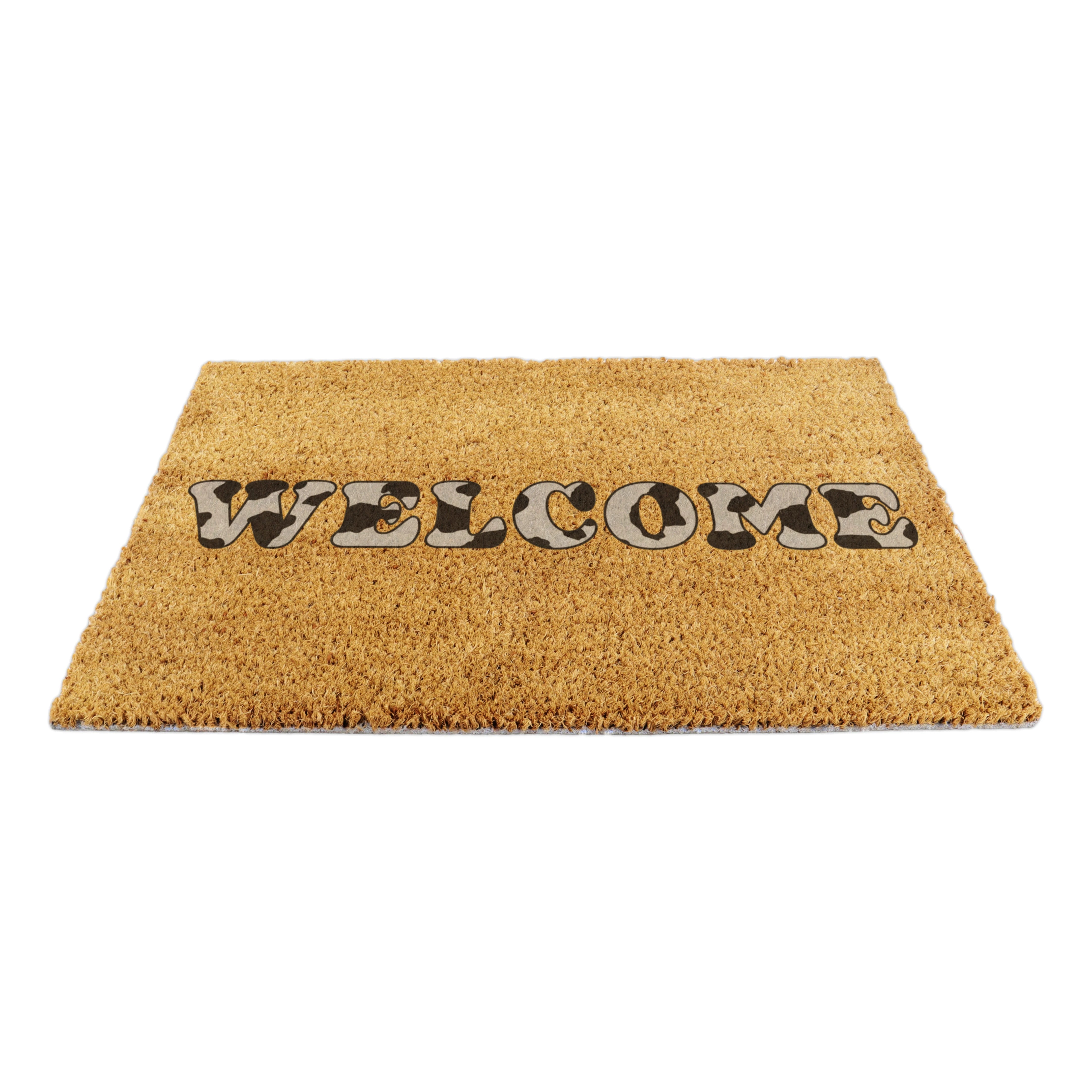 Welcome Cow Print Coir Doormat