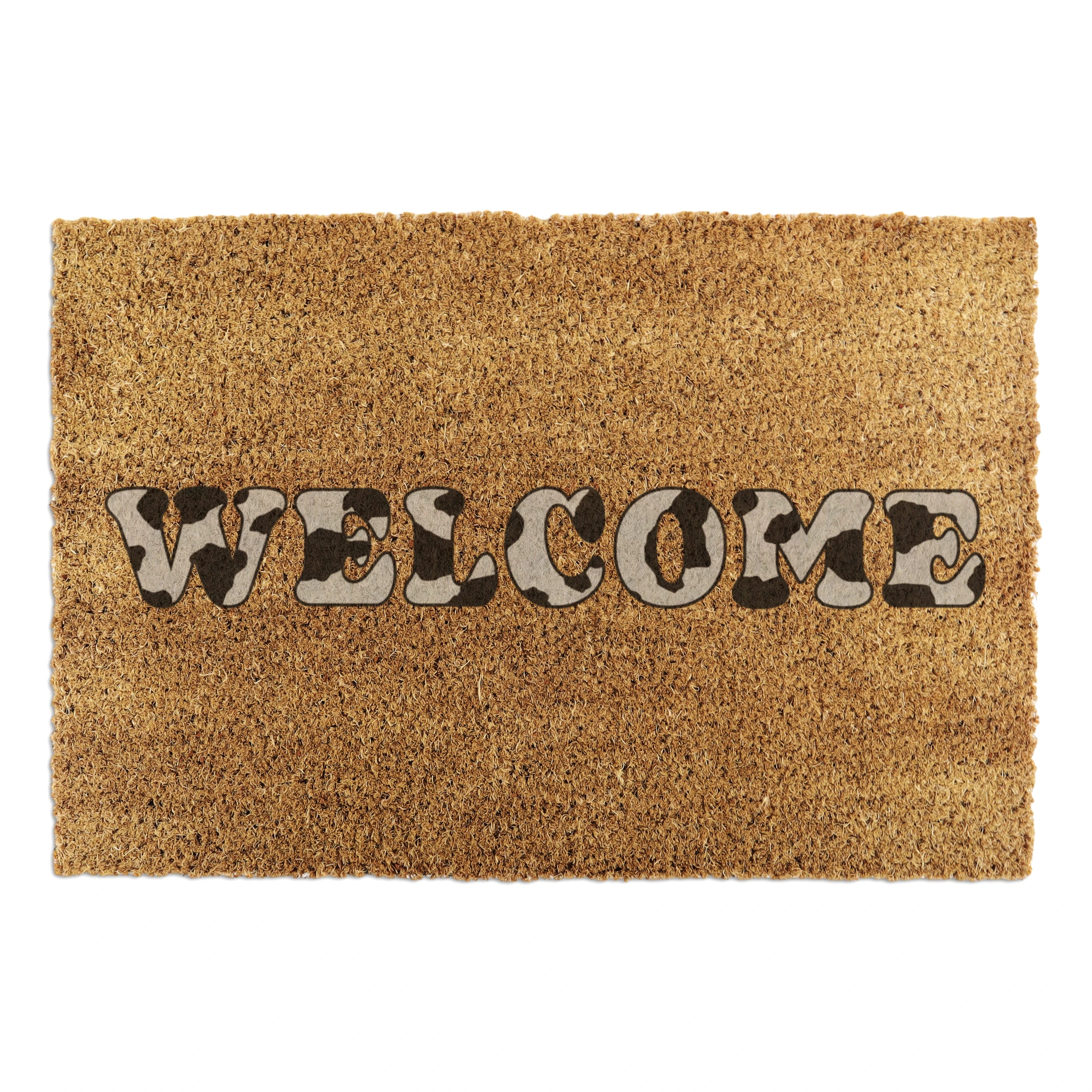 Welcome Cow Print Coir Doormat