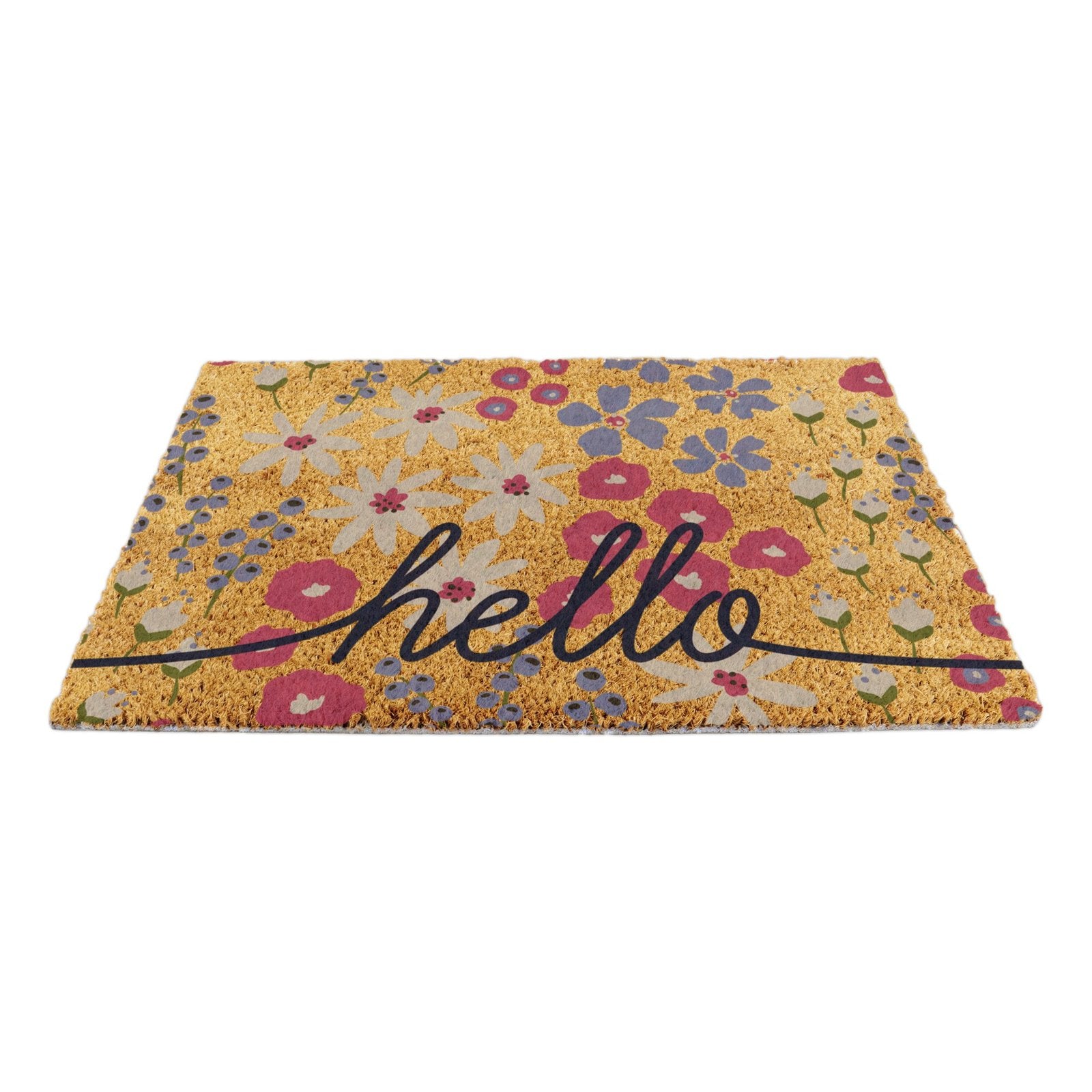Hello Scribbly Floral Doormat