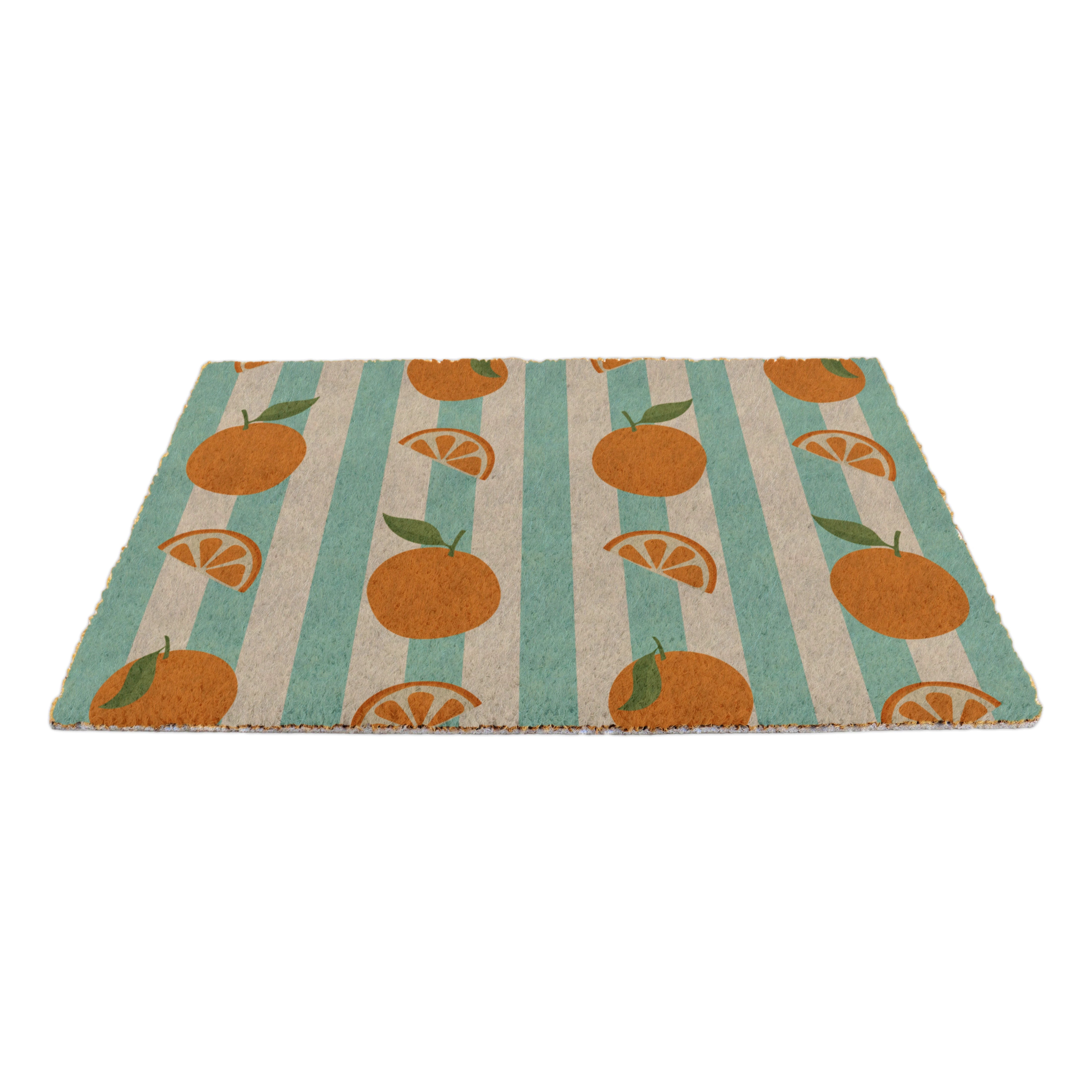 Blue Stripe Oranges Coir Doormat