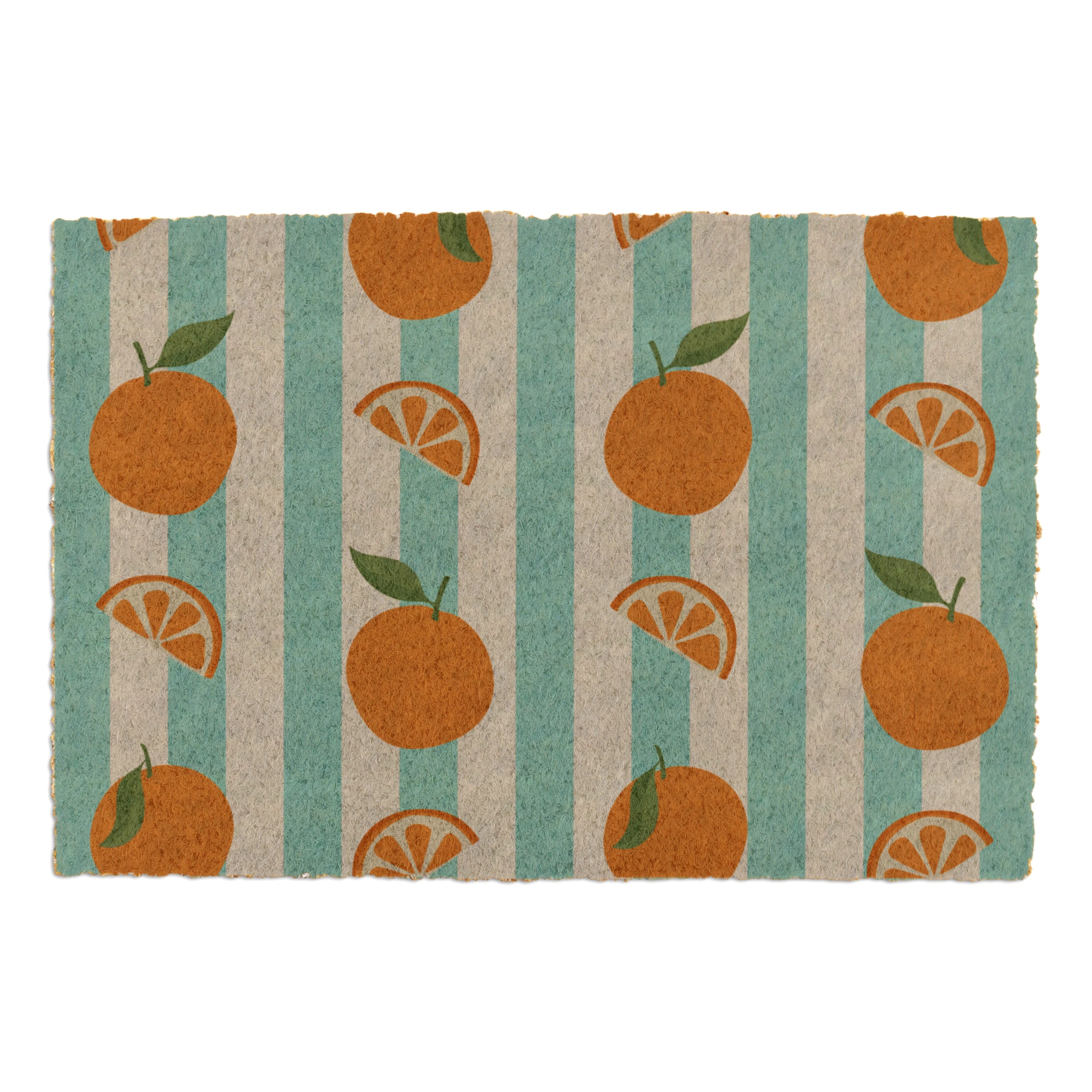 Blue Stripe Oranges Coir Doormat