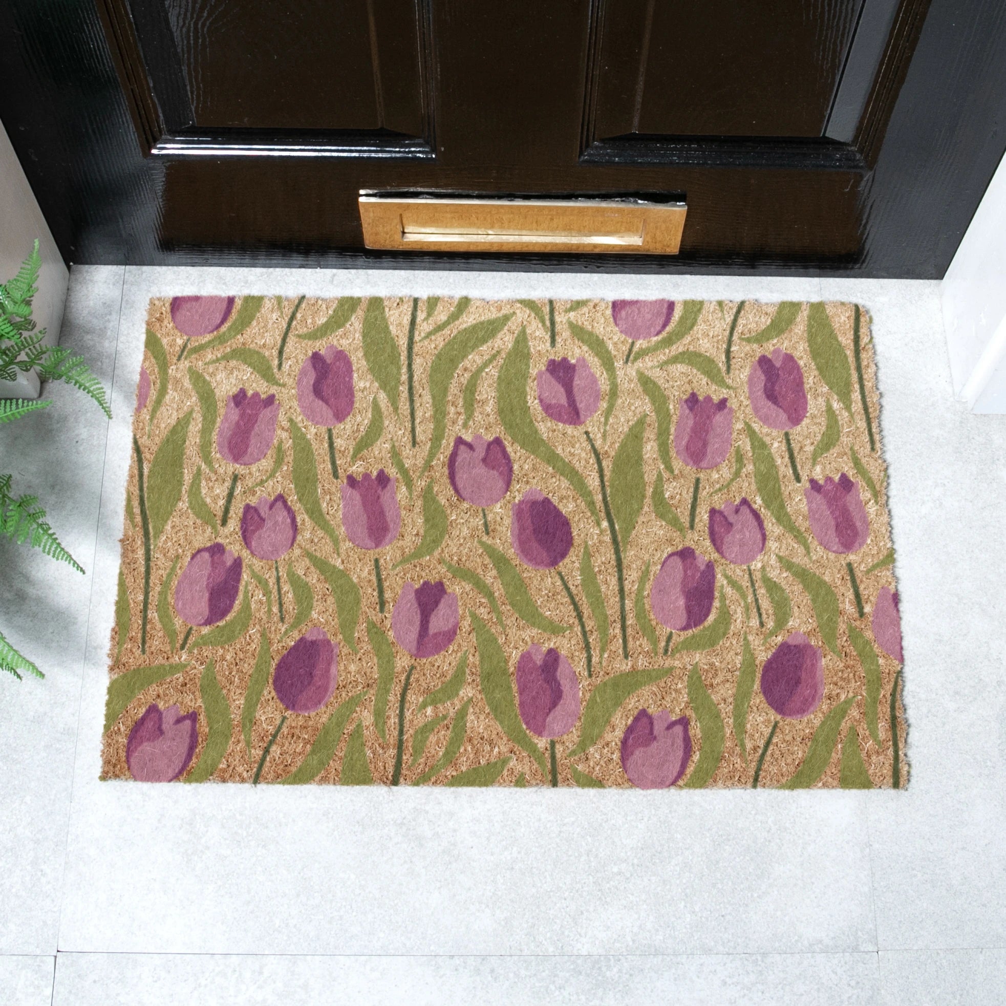 Purple Tulips Coir Doormat