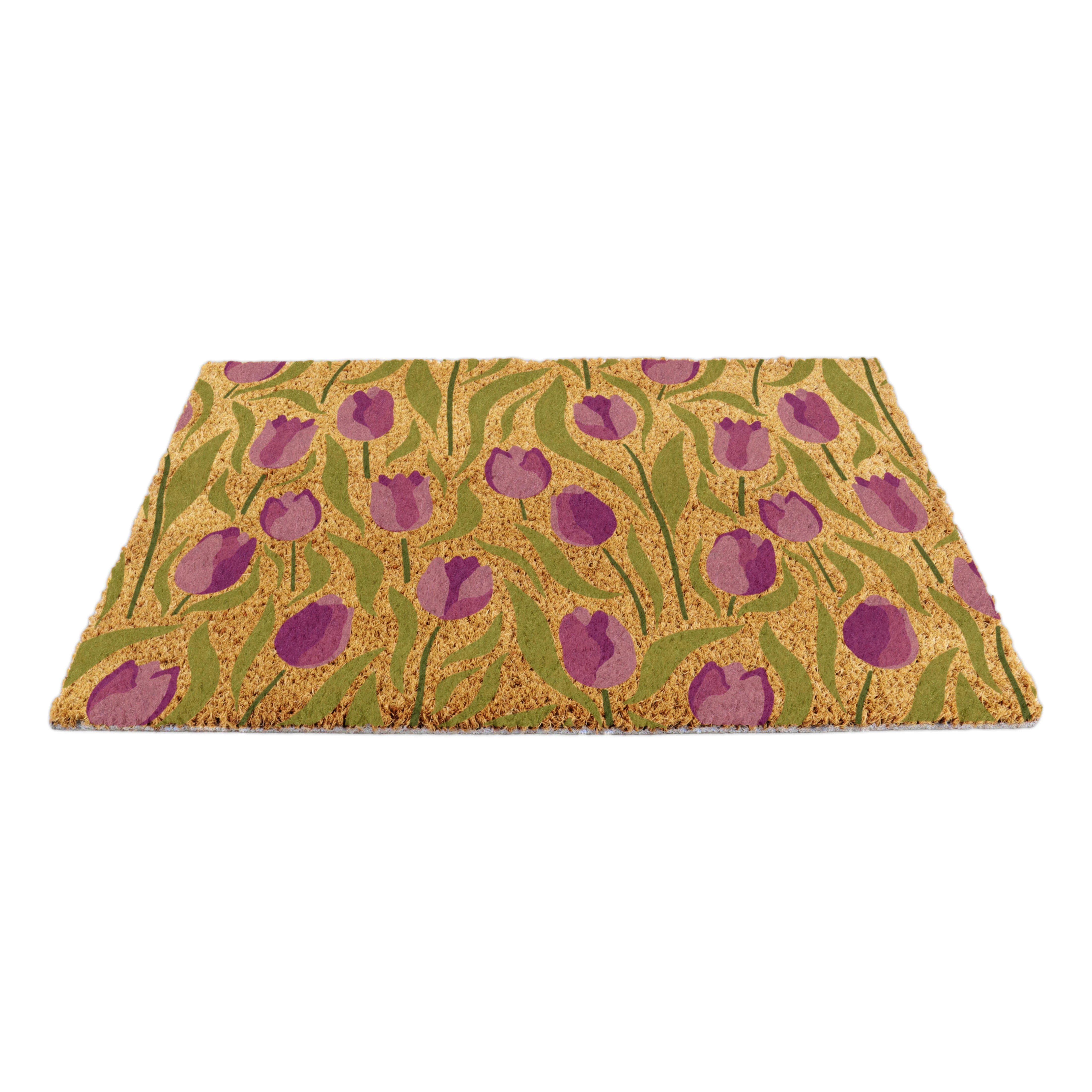 Purple Tulips Coir Doormat
