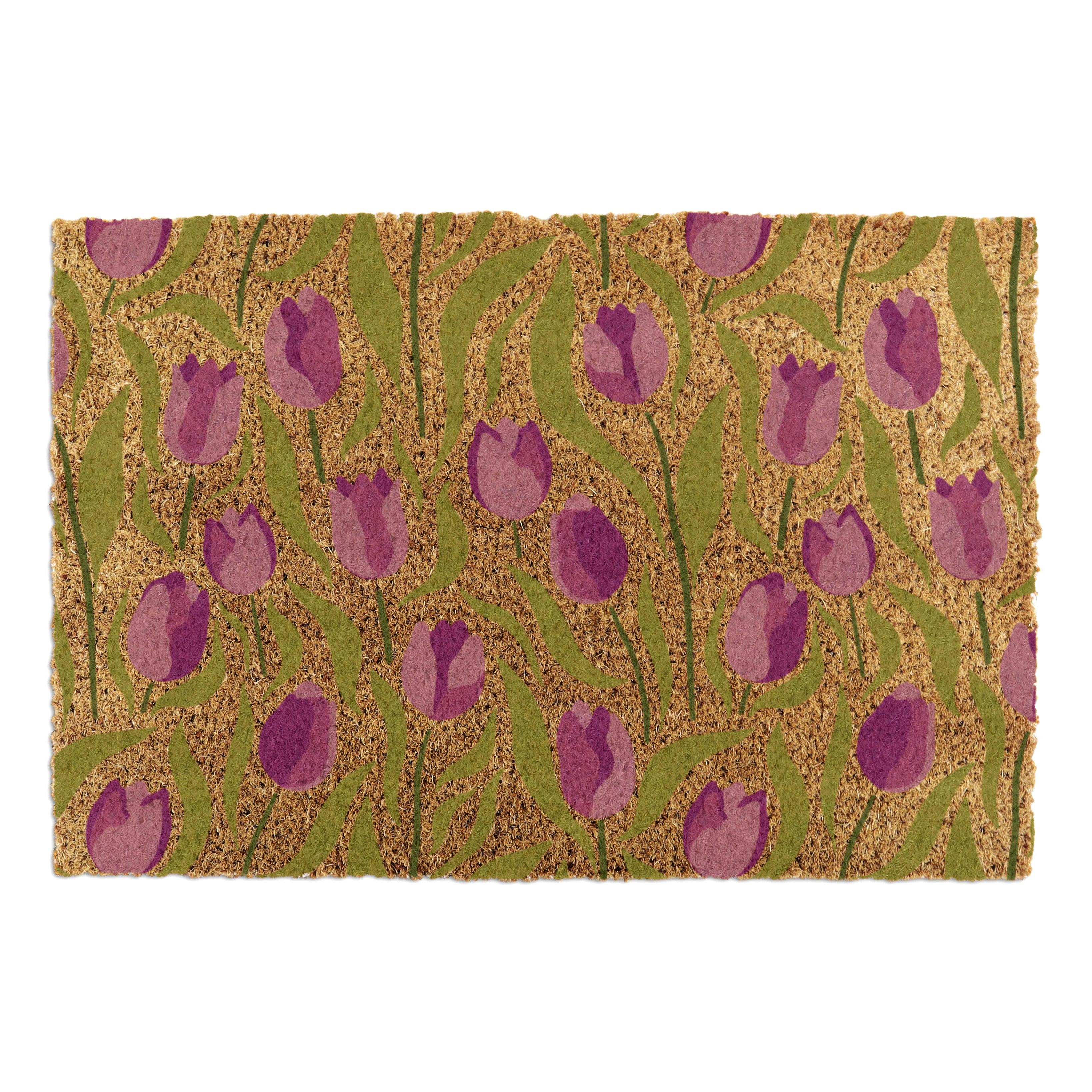 Purple Tulips Coir Doormat
