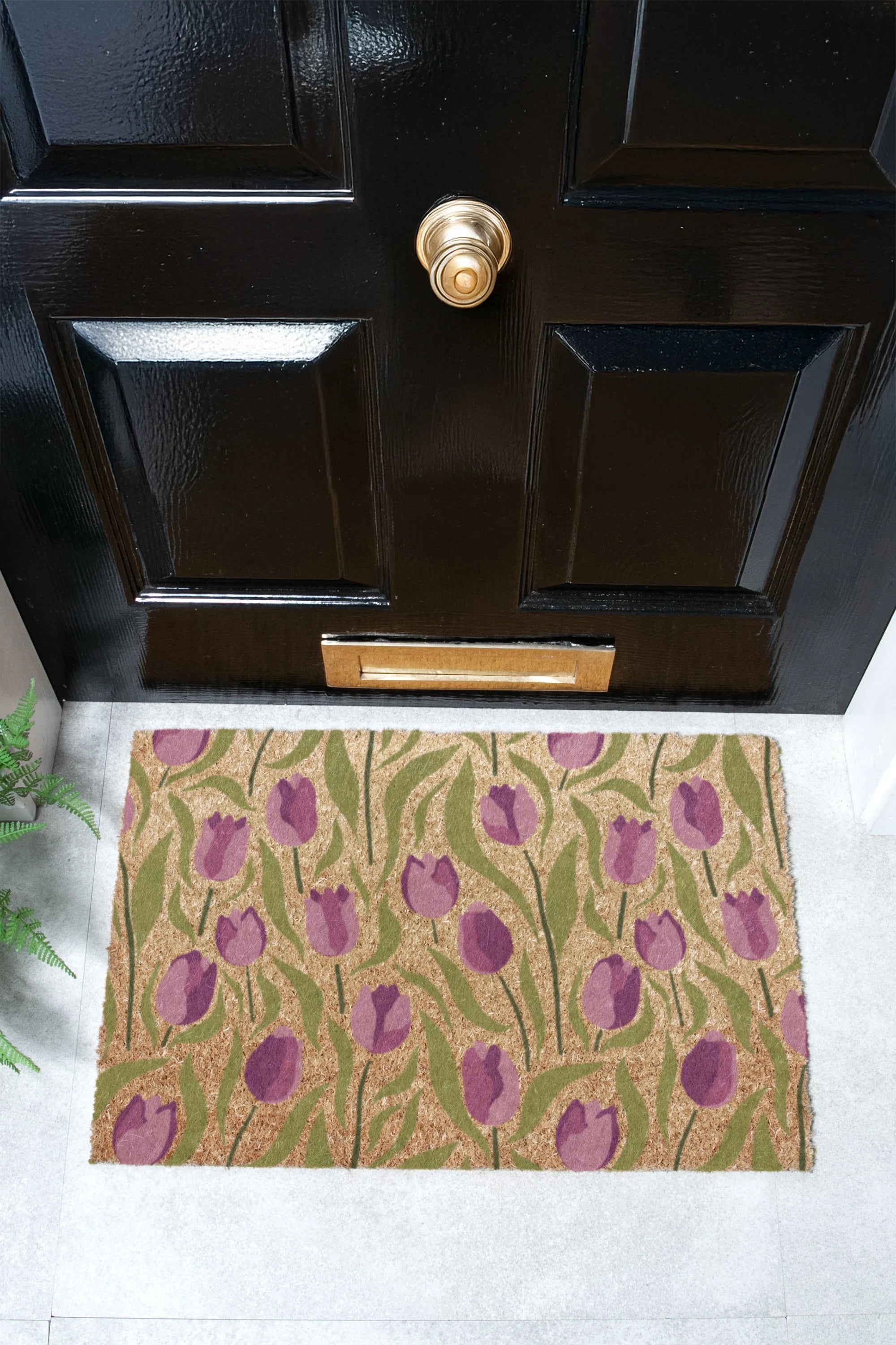 Purple Tulips Coir Doormat