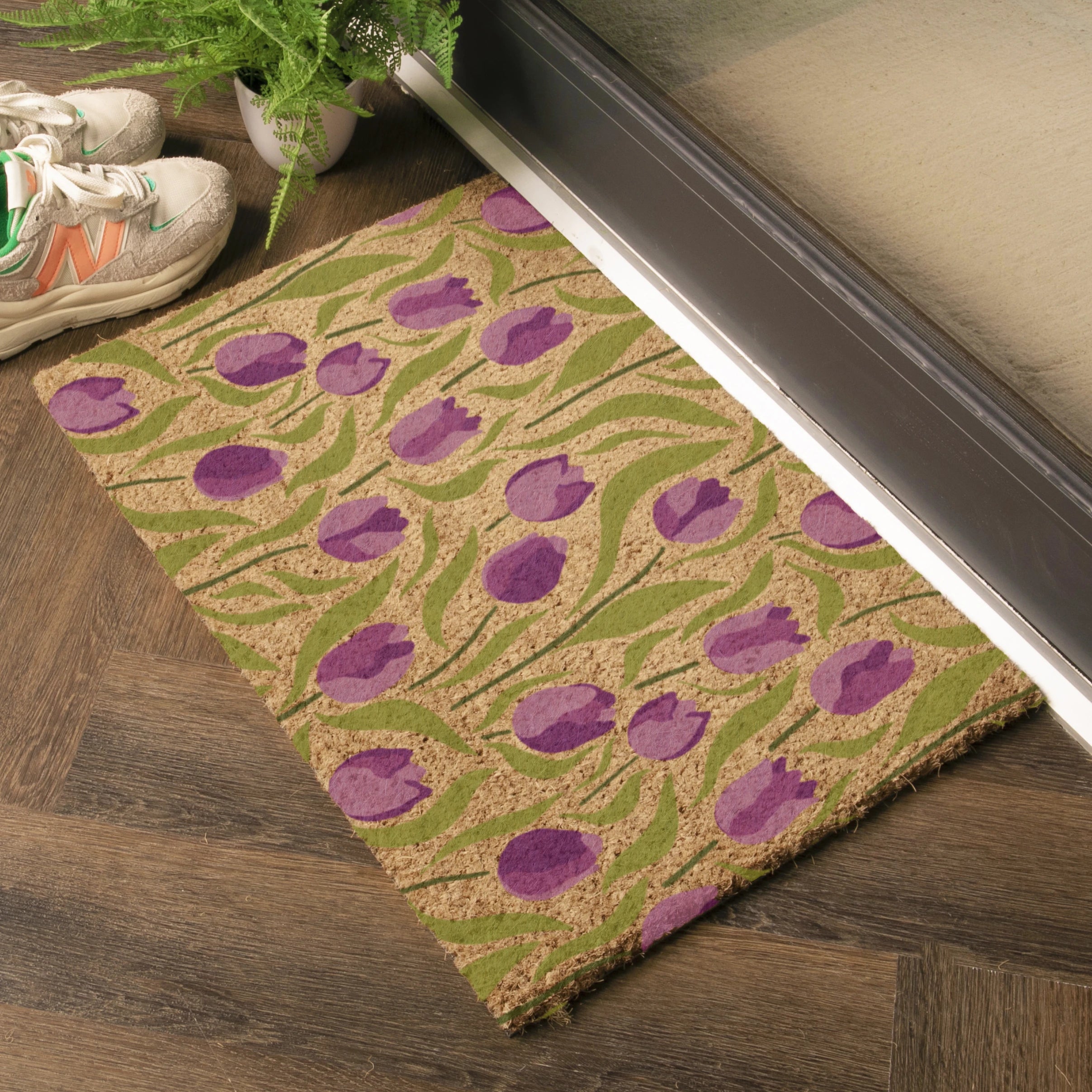 Purple Tulips Coir Doormat
