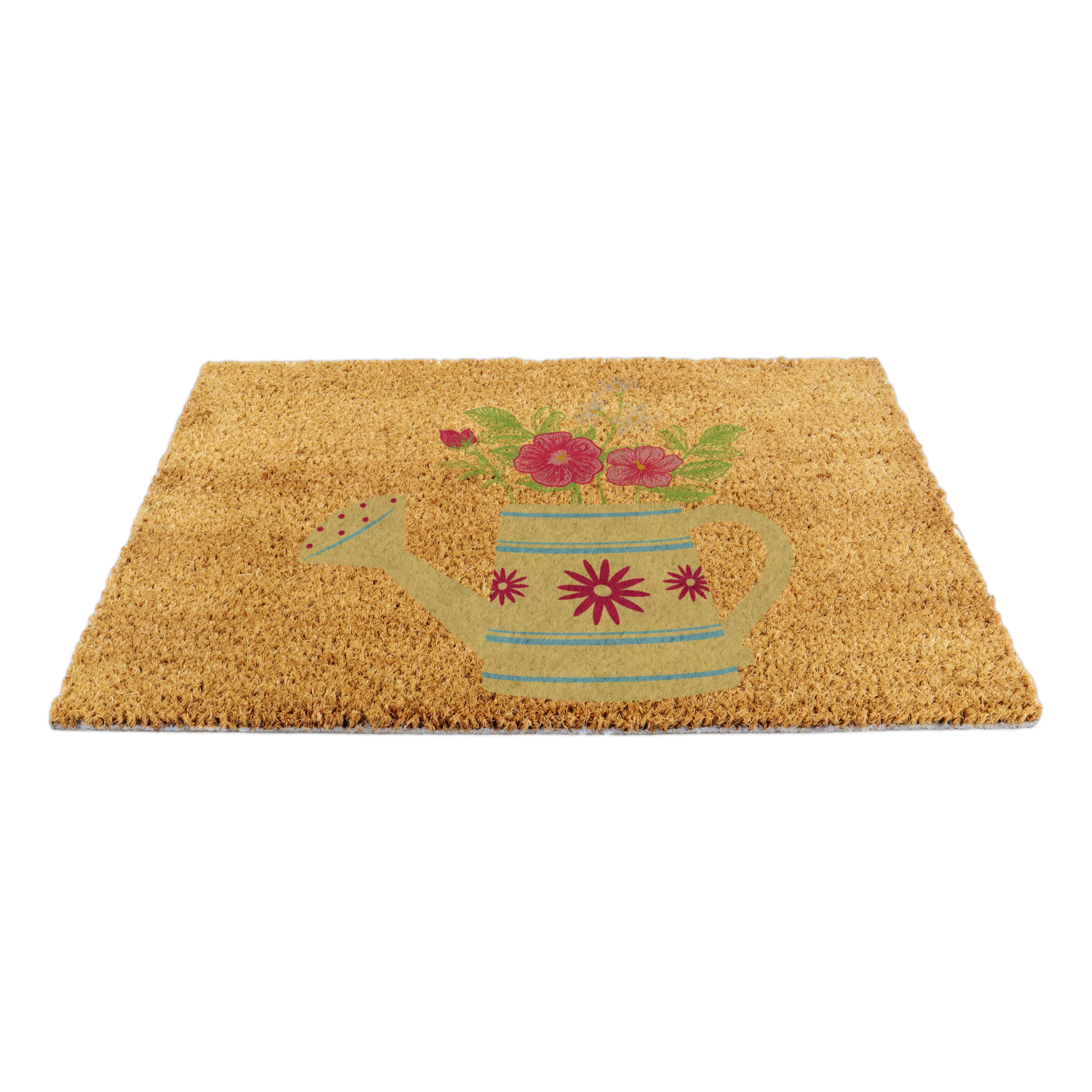 Watering Can Floral Coir Doormat