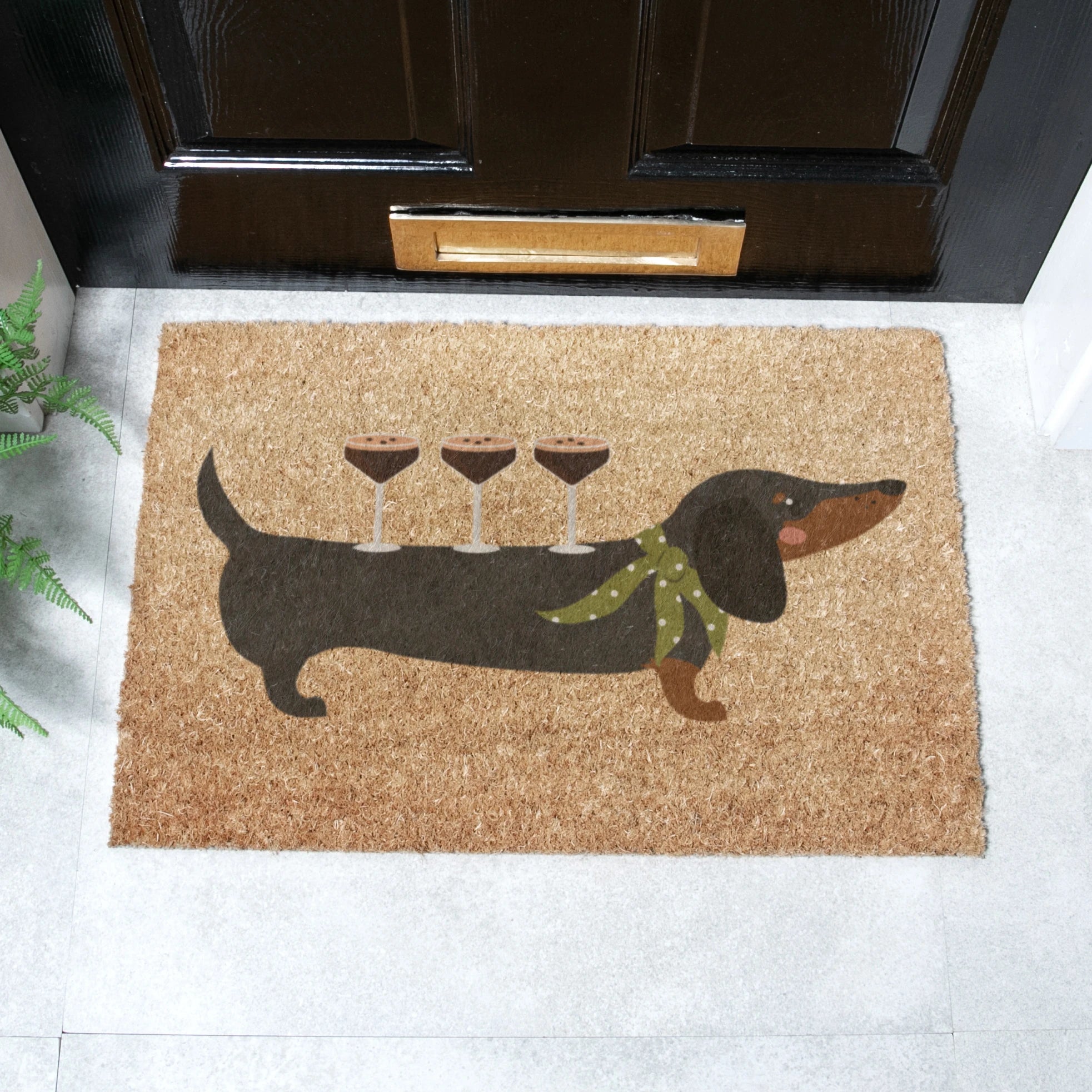 Sausage Dog Martini Coir Doormat