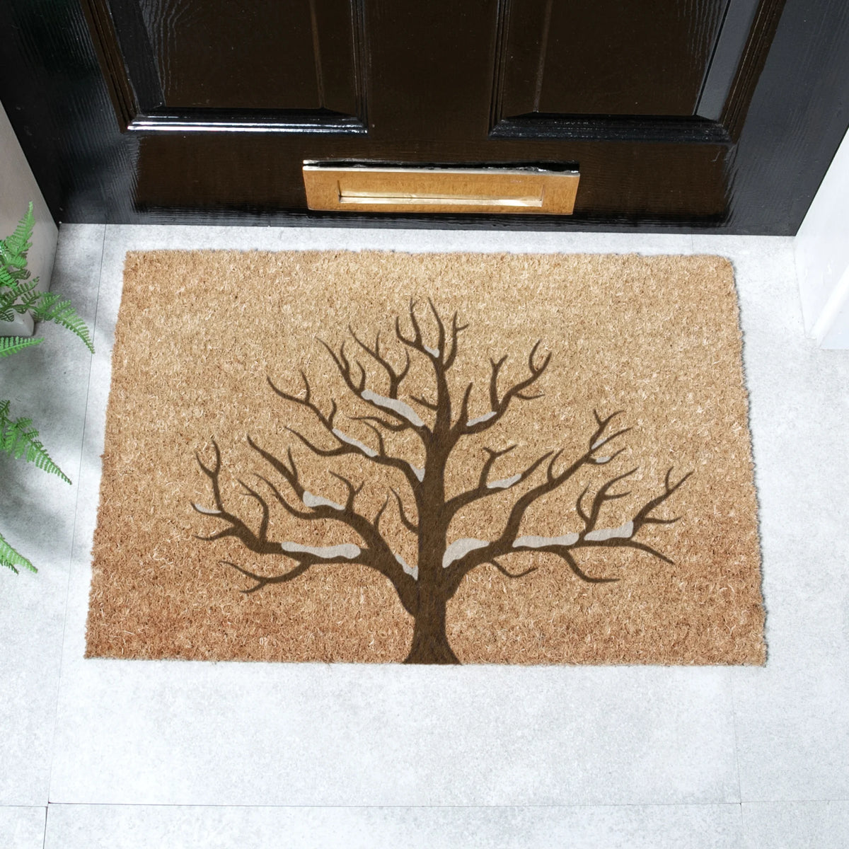 Snowy Tree Coir Doormat