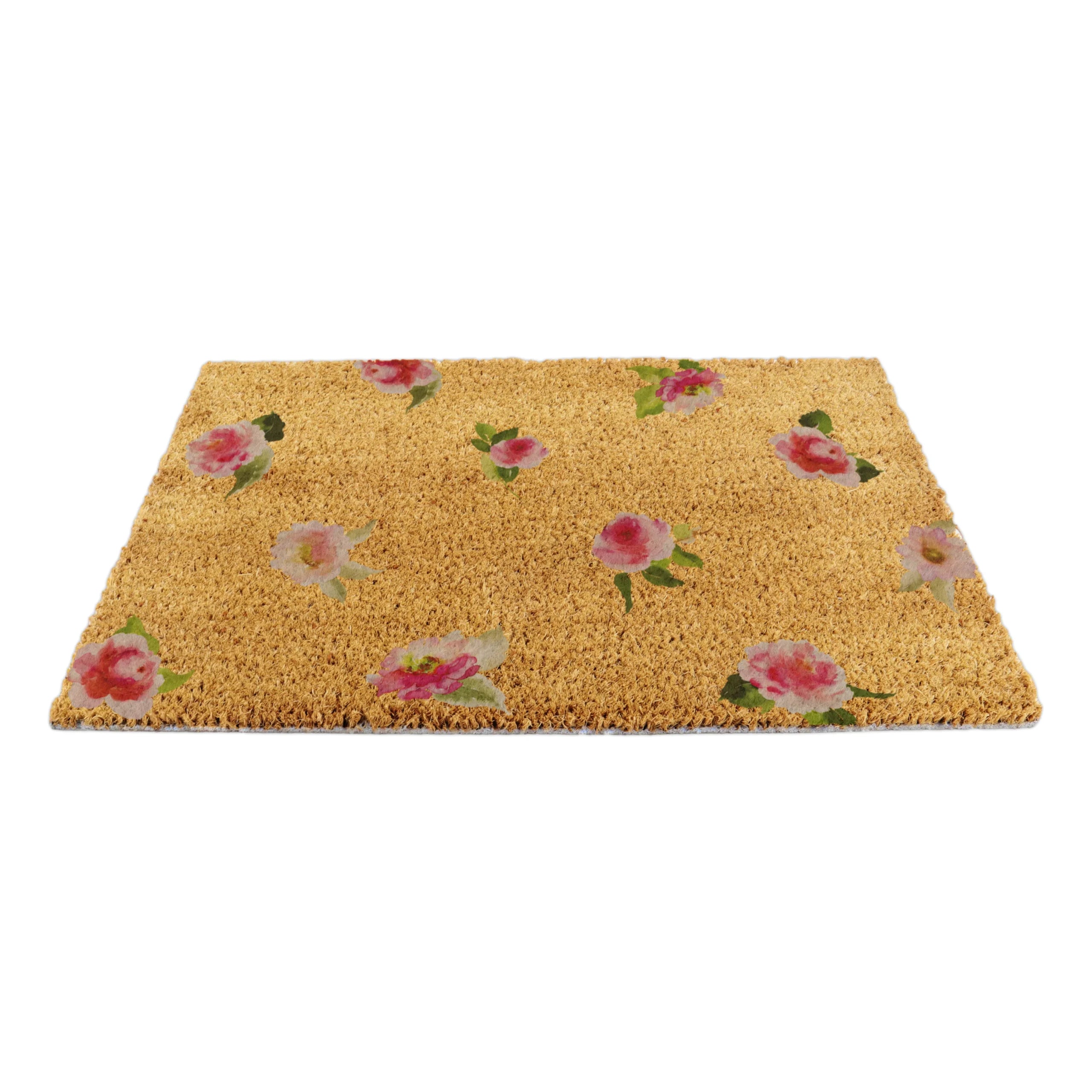 Watercolour Pink Flowers Doormat