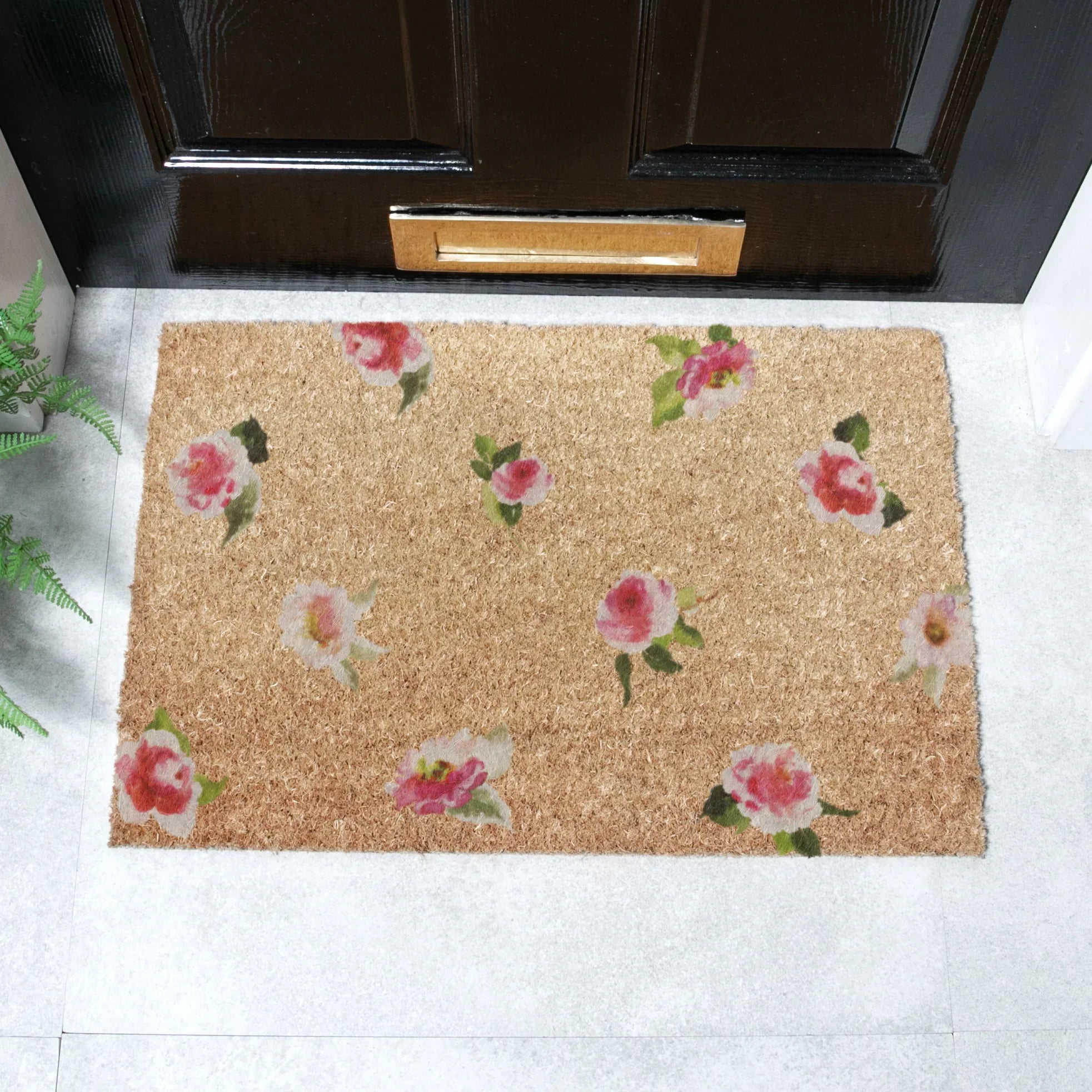 Watercolor Pink Flowers Doormat