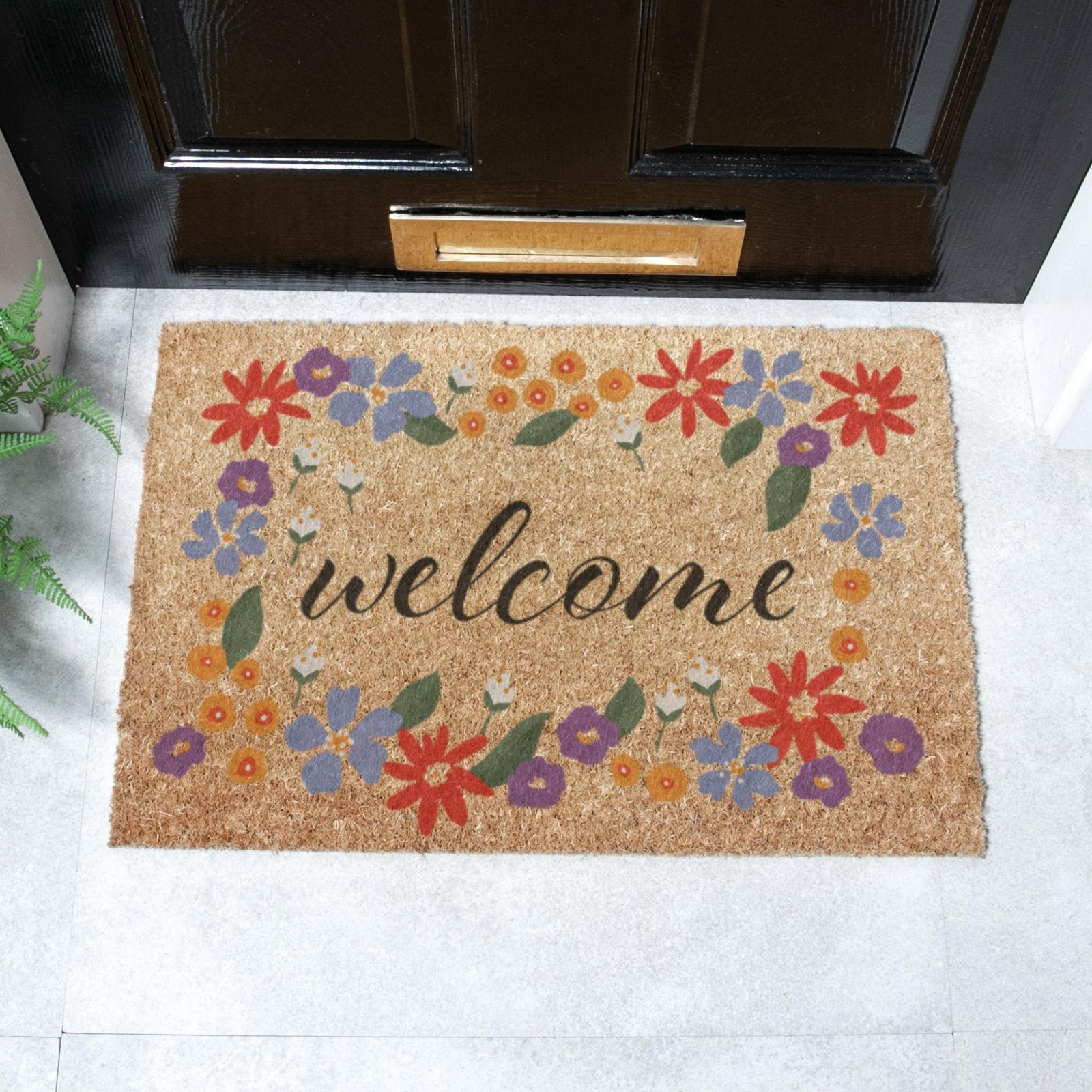 Welcome Floral Border Doormat