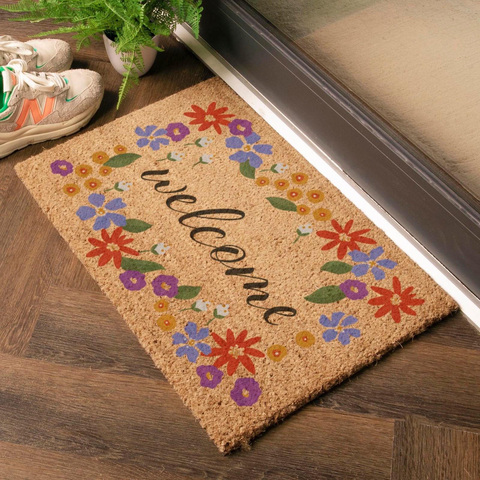 Welcome Floral Border Doormat