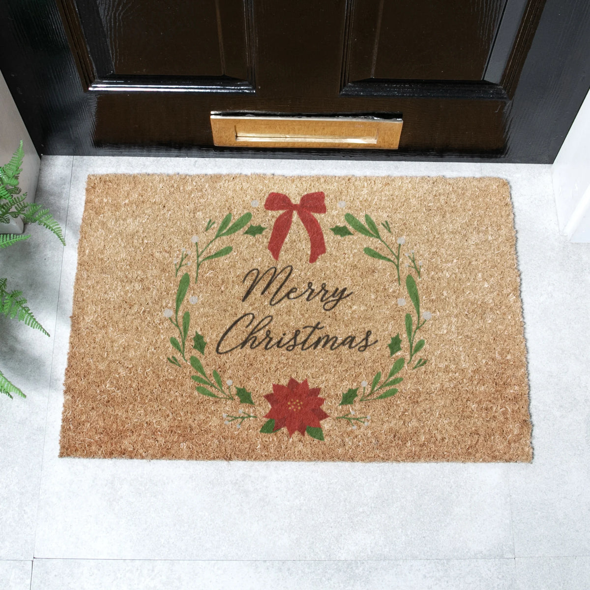Winter Wreath Coir Doormat